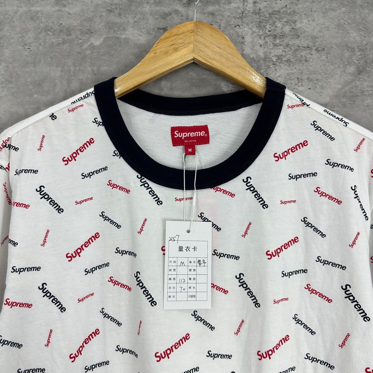 Supreme Supreme All-Over Logo Print Ringer T-Shirt M Size US M / EU 48-50 / 2 - 4 Thumbnail