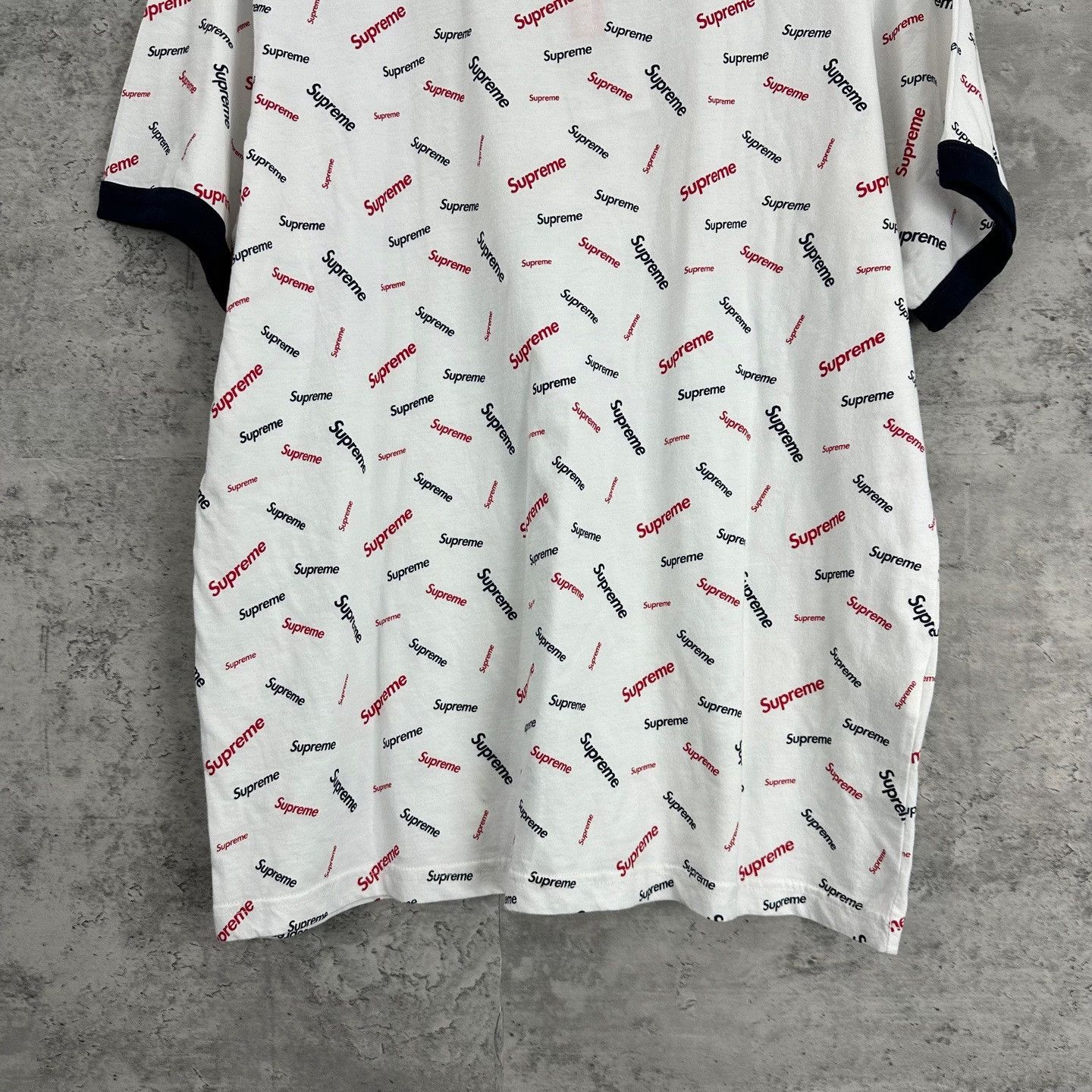 Supreme Supreme All-Over Logo Print Ringer T-Shirt M Size US M / EU 48-50 / 2 - 5 Thumbnail