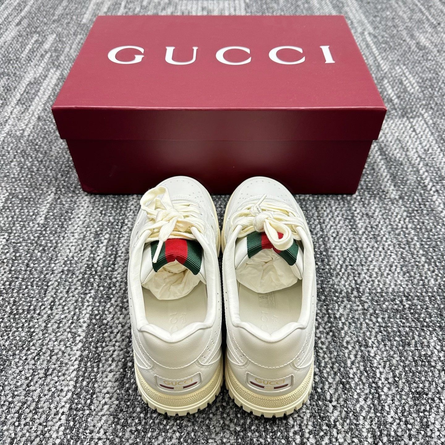Gucci Gucci Re-Web Grained Leather Sneakers UK 6.5 Size US 7.5 / EU 40-41 - 4 Thumbnail