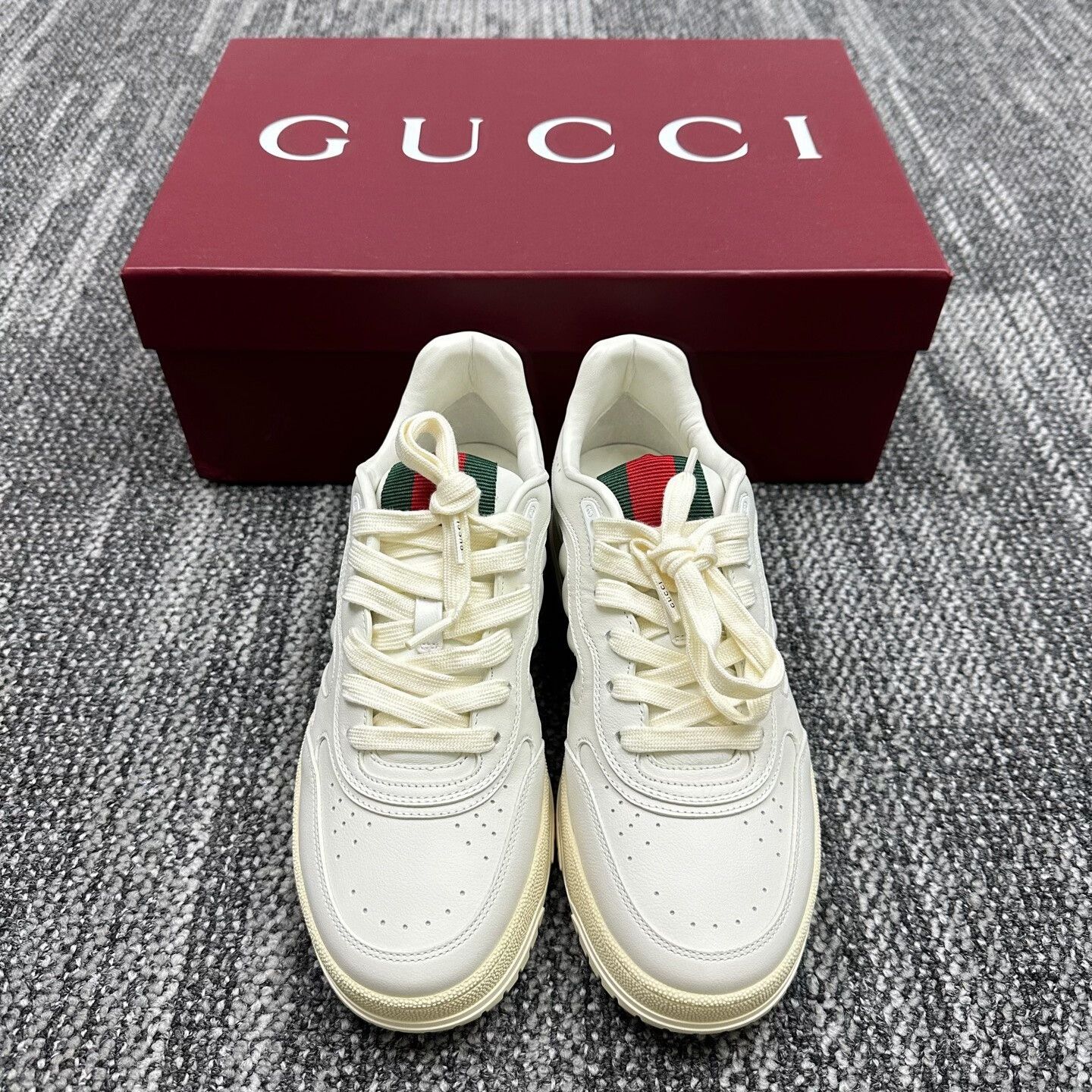 Gucci Gucci Re-Web Grained Leather Sneakers UK 6.5 Size US 7.5 / EU 40-41 - 3 Thumbnail