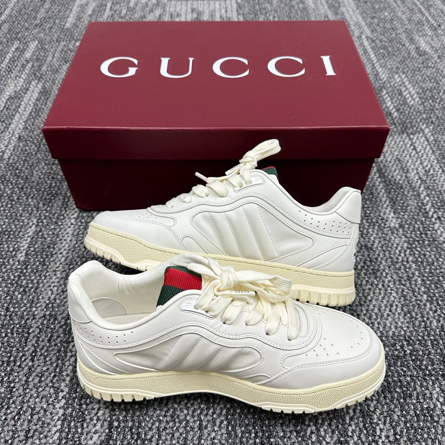 Gucci Gucci Re-Web Grained Leather Sneakers UK 6.5 Size US 7.5 / EU 40-41 - 6 Thumbnail
