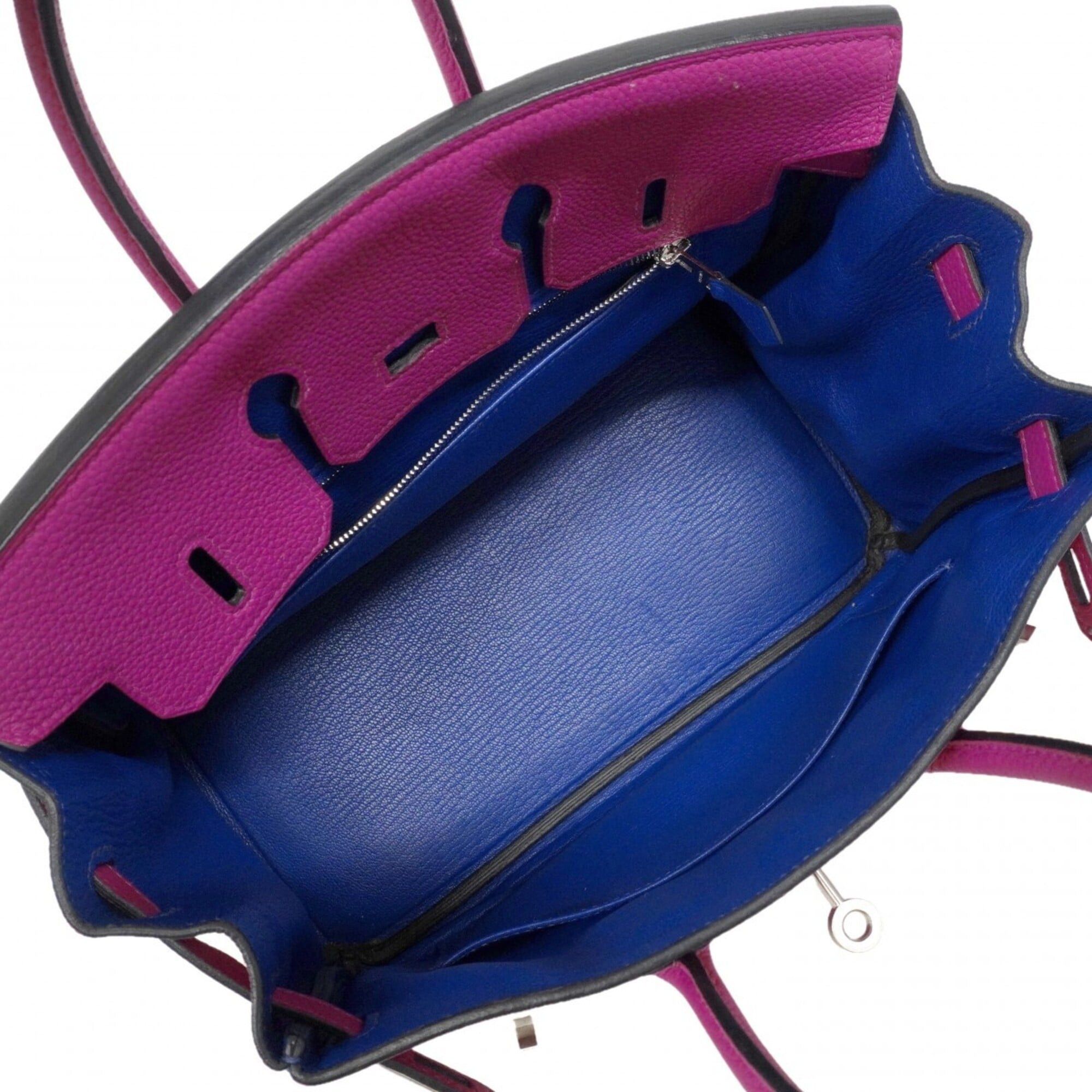 Hermes Hermes Birkin 25 Handbag, Togo Leather, Rose Purple/Blue Royal, C Stamp, SPO Women's Size ONE SIZE - 4 Thumbnail
