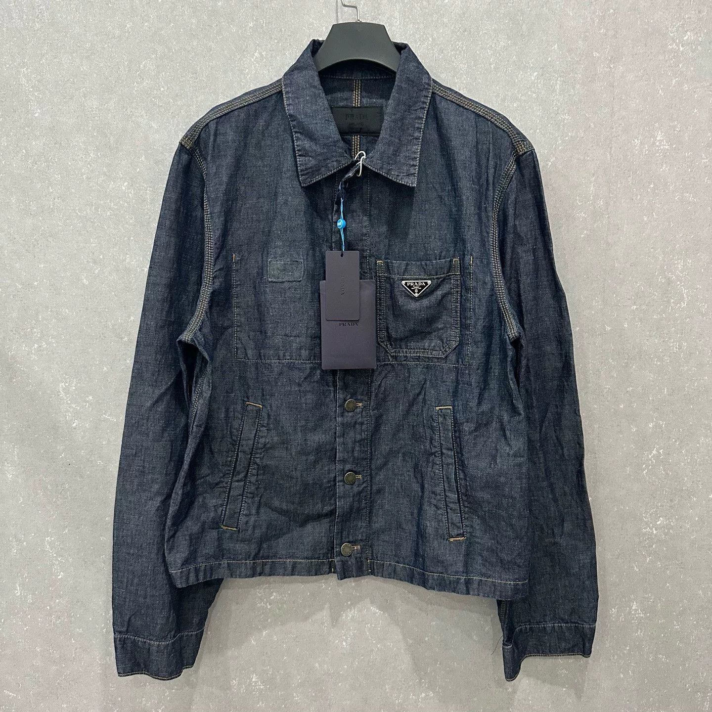 Prada Prada Linen Denim Triangle Logo Jacket Size L Size US L / EU 52-54 / 3 - 2 Thumbnail