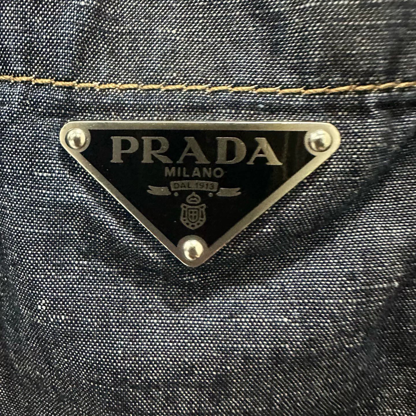 Prada Prada Linen Denim Triangle Logo Jacket Size L Size US L / EU 52-54 / 3 - 4 Thumbnail