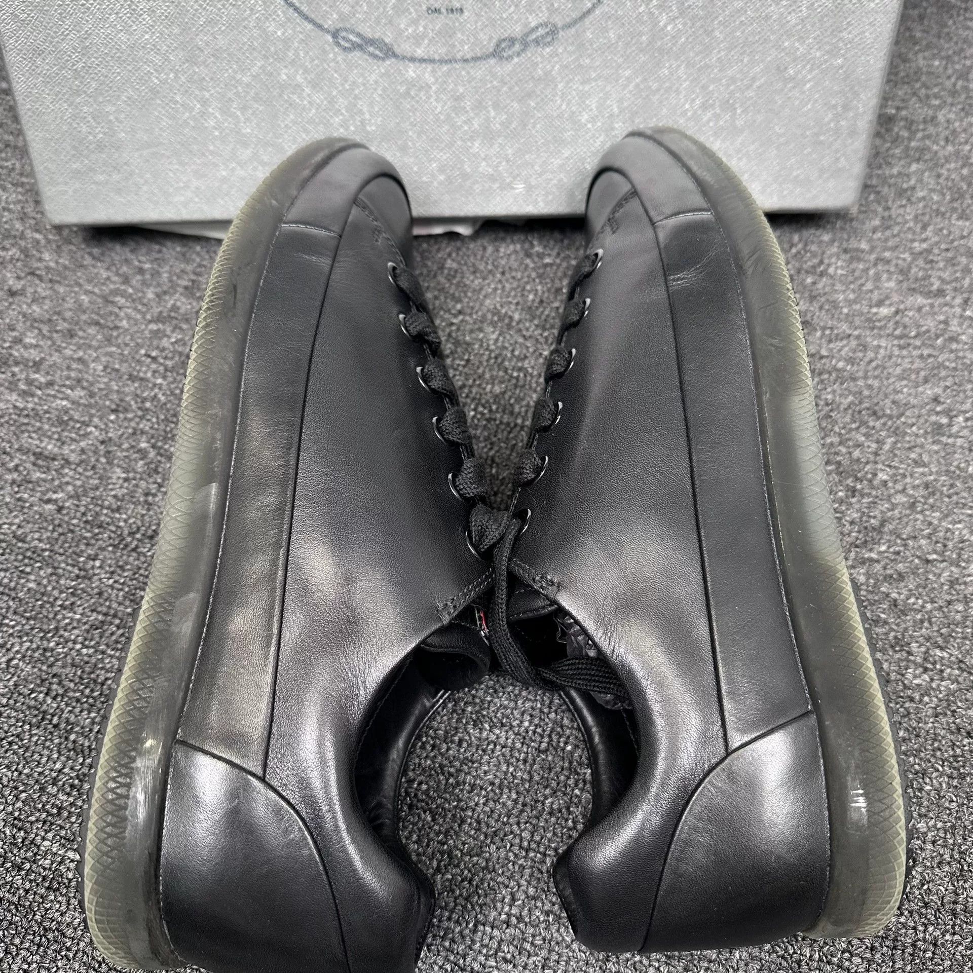 Prada Prada Black Leather Low-Top Sneakers 7 Size US 8 / EU 41 - 5 Thumbnail