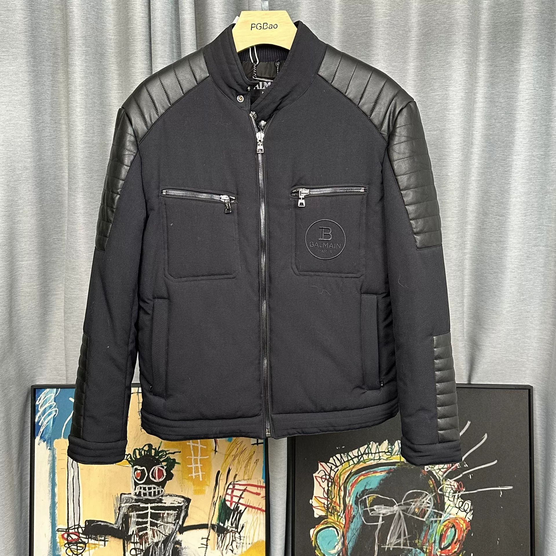 Balmain Balmain Leather Trim Biker Padded Jacket Size 52 Size US L / EU 52-54 / 3 - 2 Thumbnail