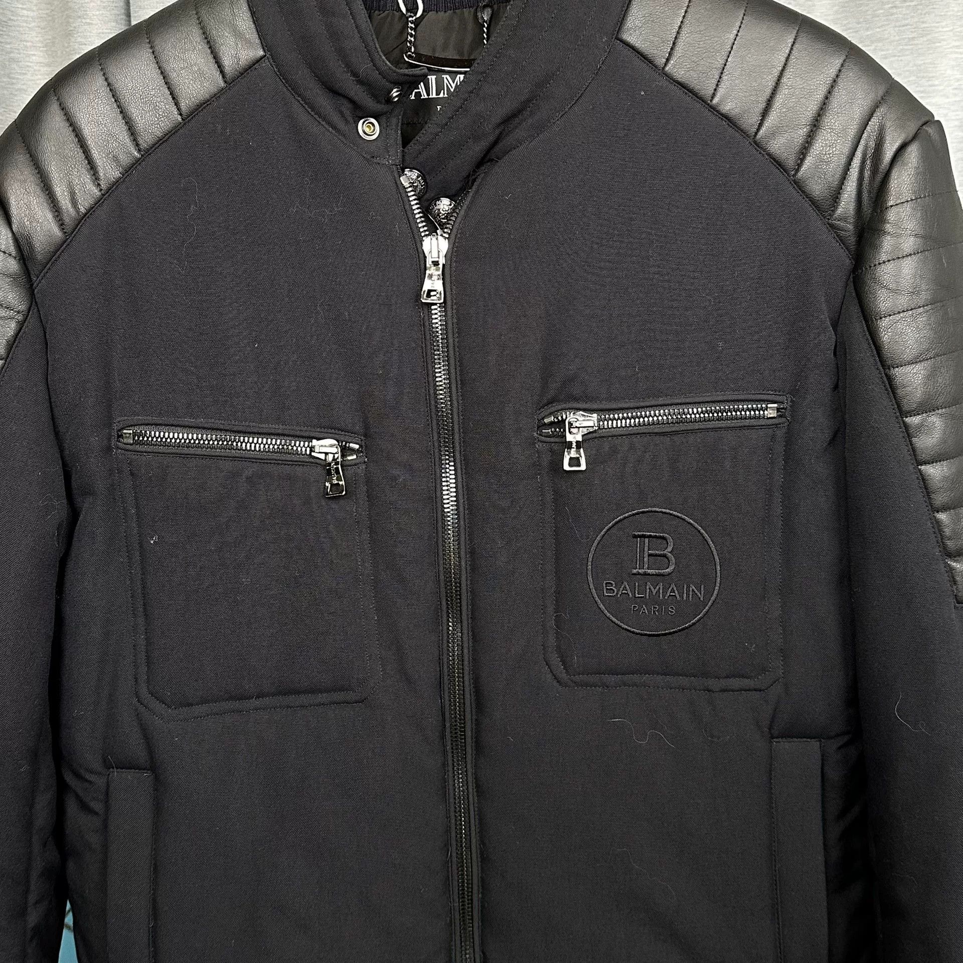 Balmain Balmain Leather Trim Biker Padded Jacket Size 52 Size US L / EU 52-54 / 3 - 4 Thumbnail