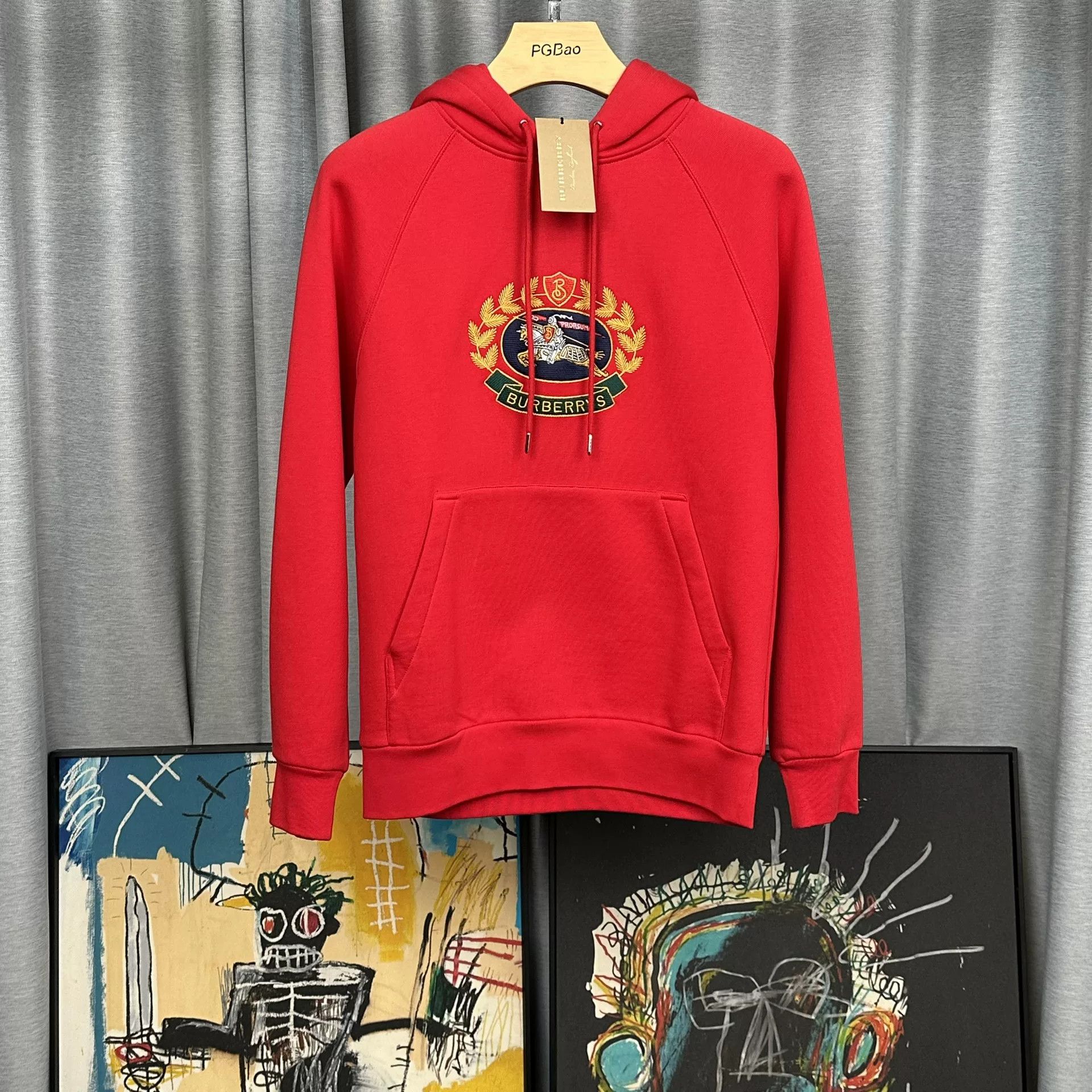 Burberry Burberry Crest Embroidered Red Hoodie XS Size US XS / EU 42 / 0 - 2 Thumbnail