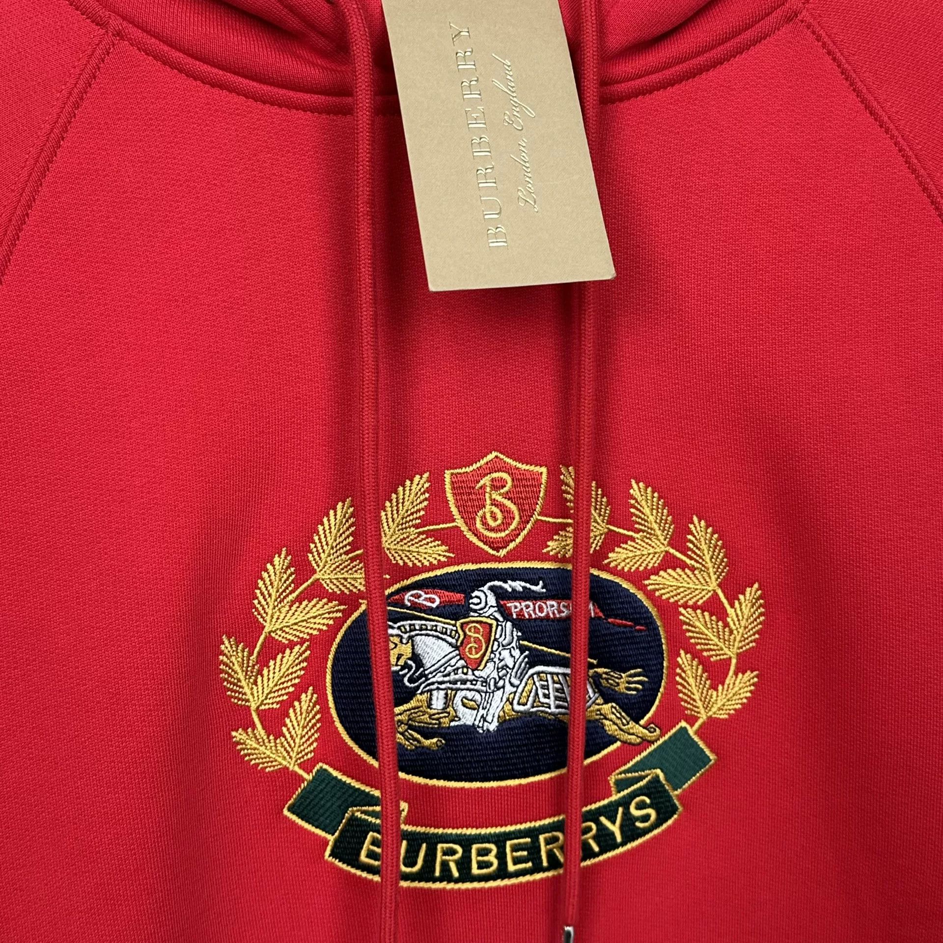 Burberry Burberry Crest Embroidered Red Hoodie XS Size US XS / EU 42 / 0 - 4 Thumbnail
