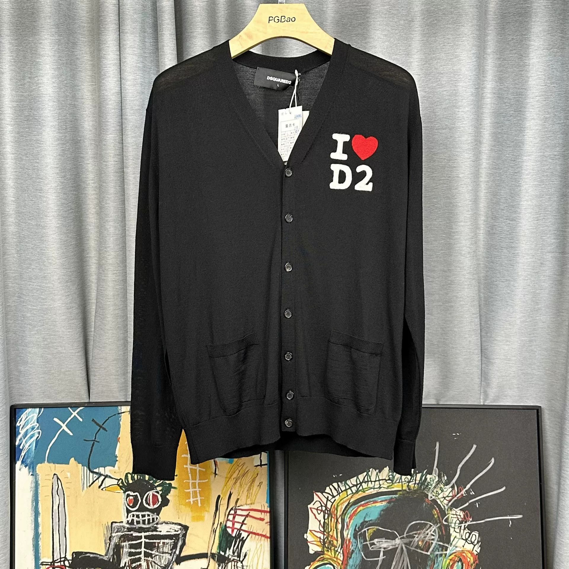 Dsquared2 Dsquared2 I ❤️ D2 Logo Knit Cardigan Size L Size US L / EU 52-54 / 3 - 2 Thumbnail