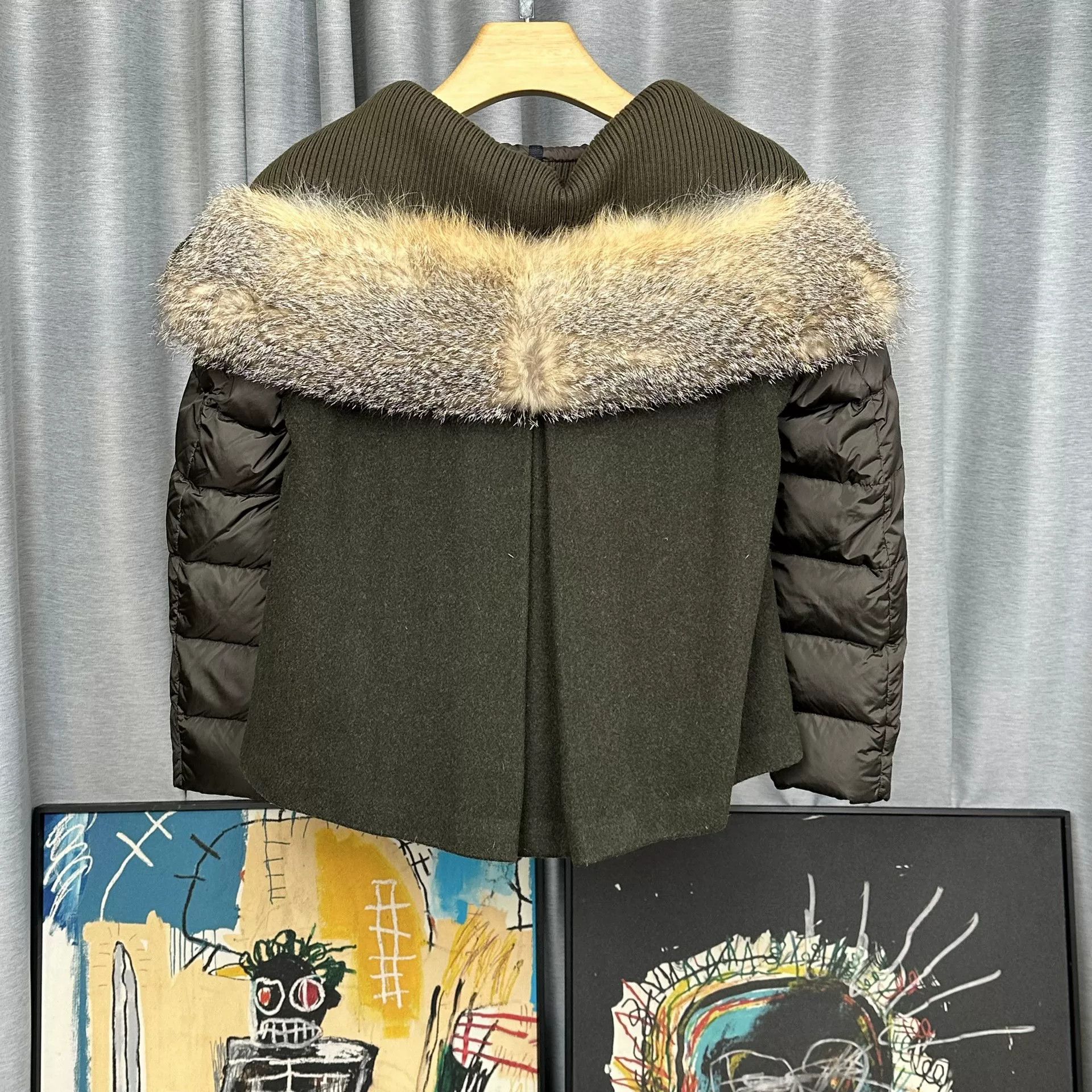 Moncler Moncler Wool Paneled Fur Trim Down Jacket Size 0 Size XS / US 0-2 / IT 36-38 - 3 Thumbnail
