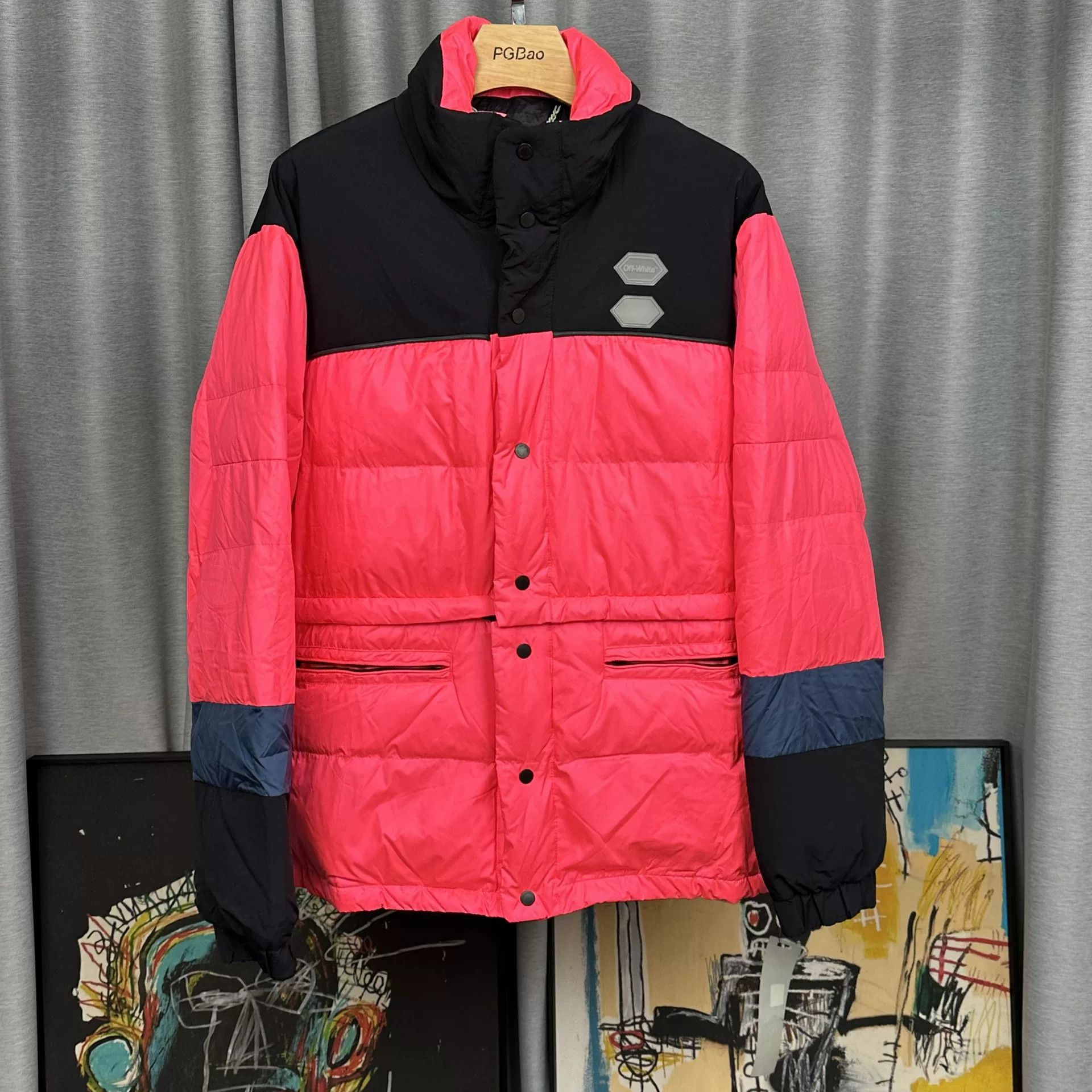 Off-White Off-White Pink Hexagon Patch Puffer Jacket Size M Size US M / EU 48-50 / 2 - 2 Thumbnail