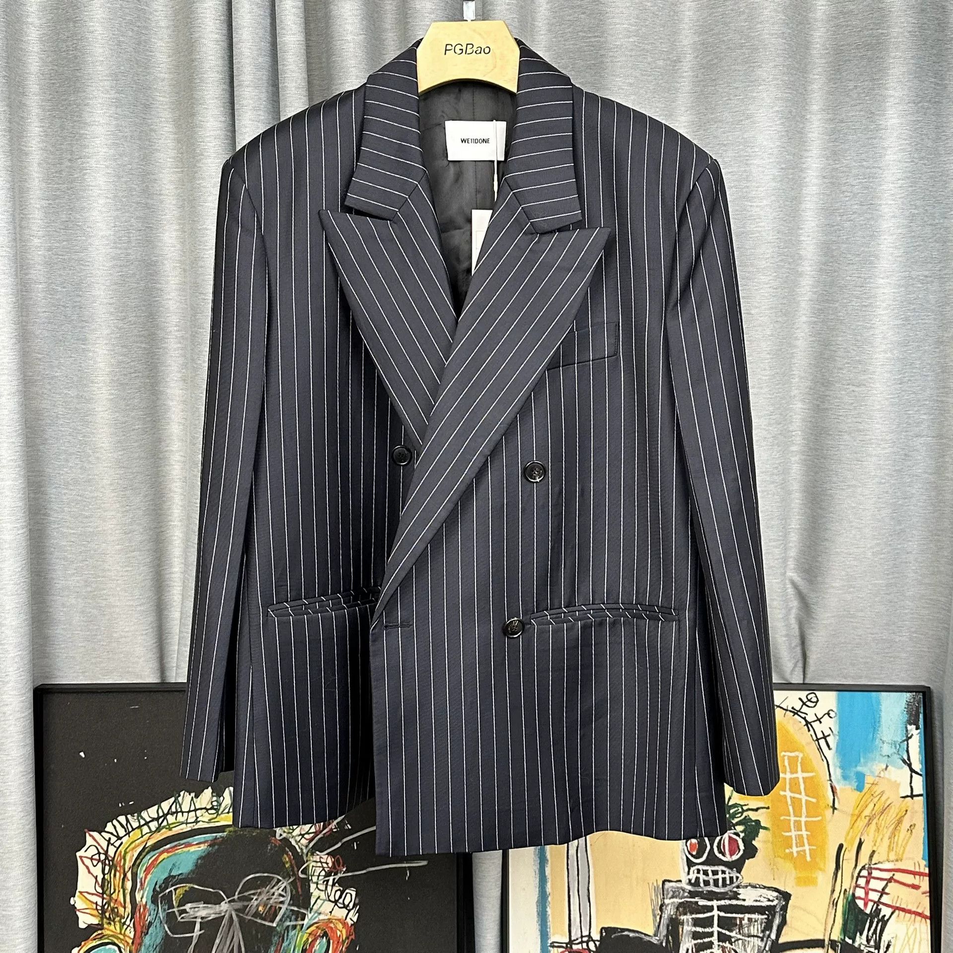 WE11DONE WE11DONE Pinstripe Double Breasted Blazer Size 1 Size 36R - 2 Thumbnail