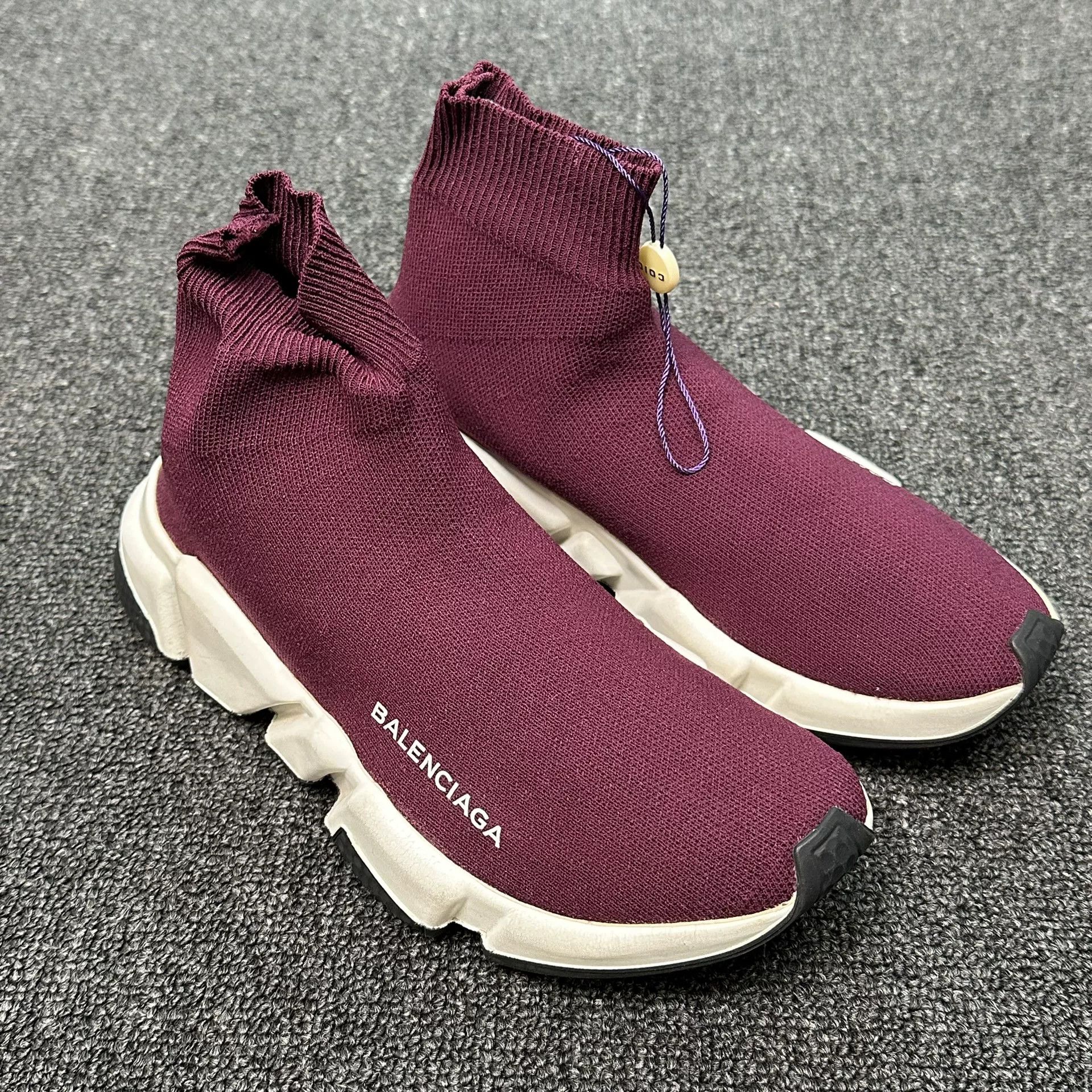 Balenciaga Balenciaga Burgundy Speed Trainer Sneakers 35 Size US 5 / IT 35 - 2 Thumbnail