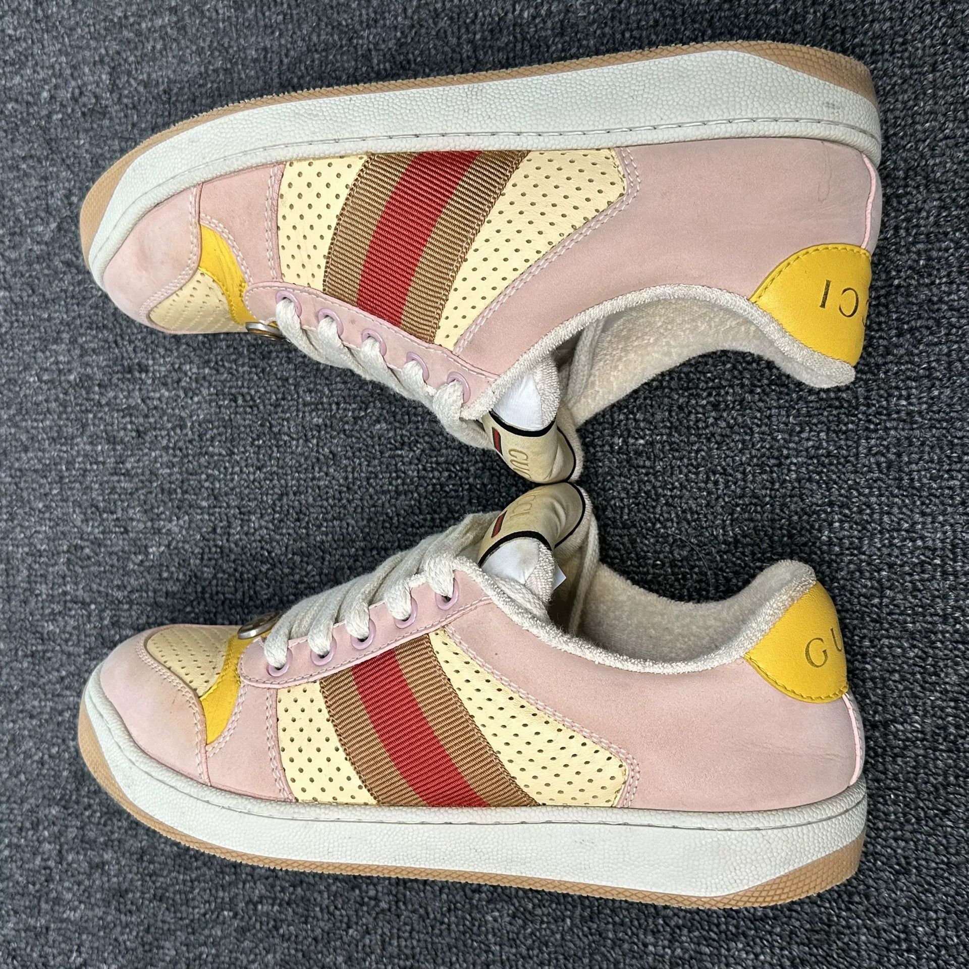Gucci Gucci Pink Screener Leather Sneakers Size 36 Size US 6 / IT 36 - 6 Thumbnail