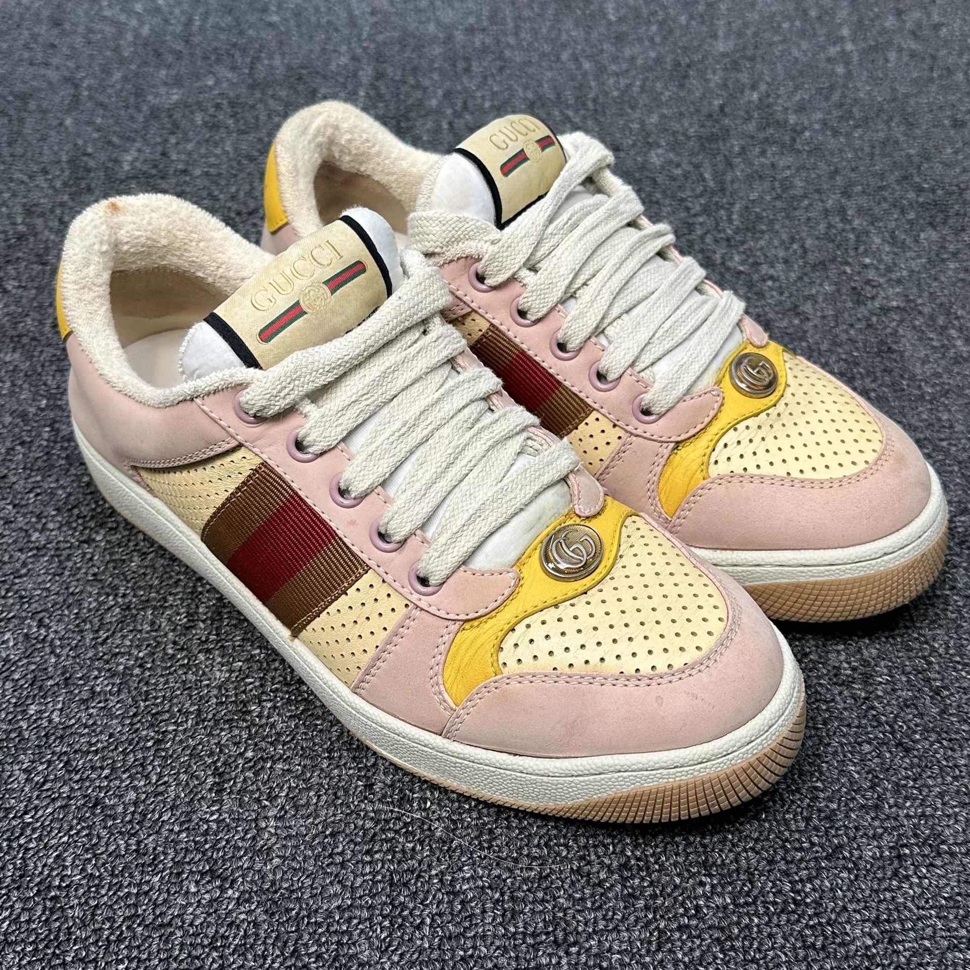 Gucci Gucci Pink Screener Leather Sneakers Size 36 Size US 6 / IT 36 - 2 Thumbnail