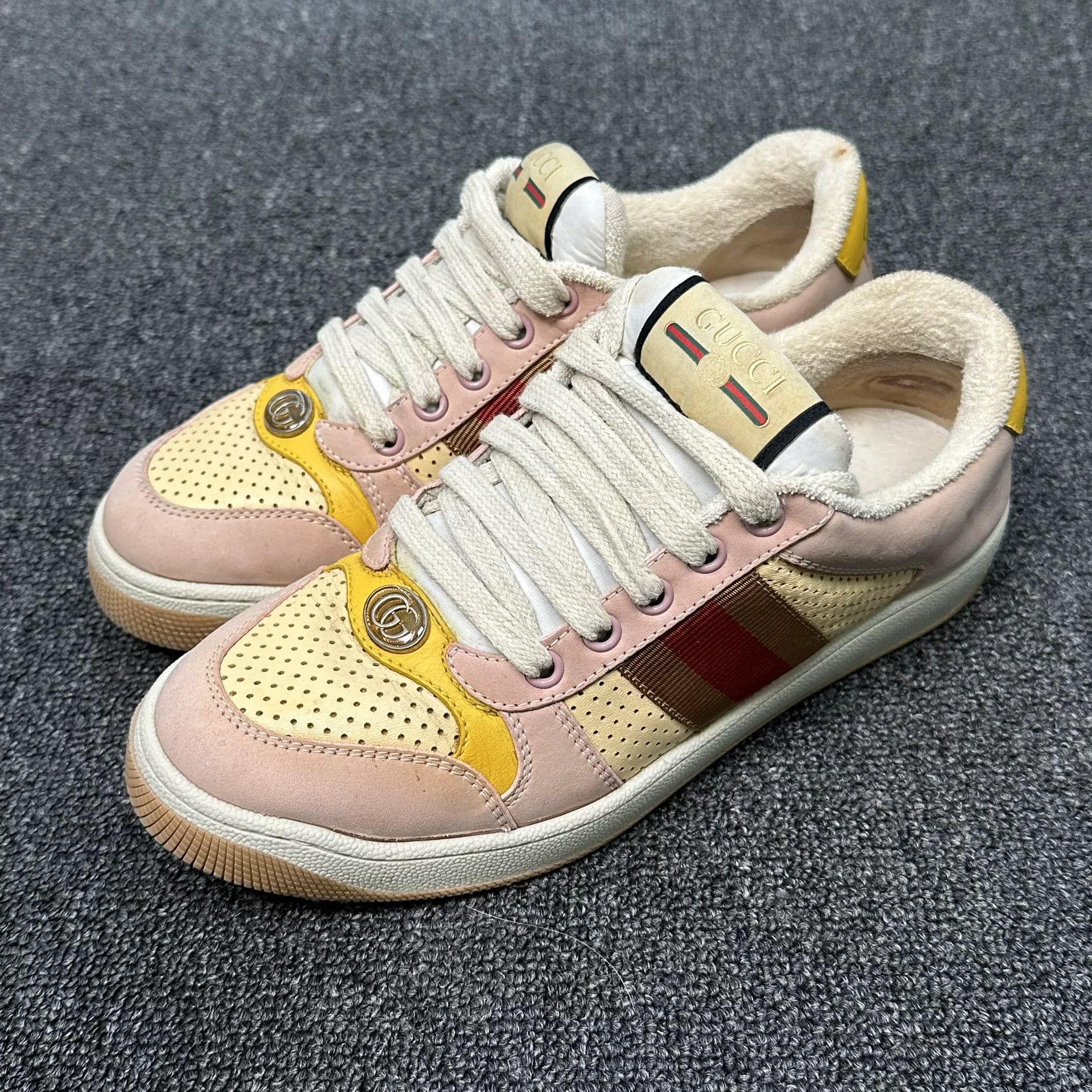Gucci Gucci Pink Screener Leather Sneakers Size 36 Size US 6 / IT 36 - 3 Thumbnail
