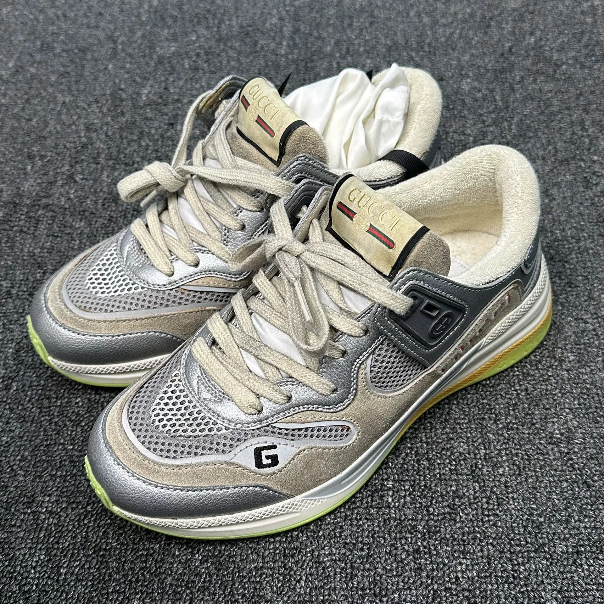 Gucci Gucci Silver Panelled Low-Top Sneakers 36.5 Size US 6.5 / IT 36.5 - 3 Thumbnail