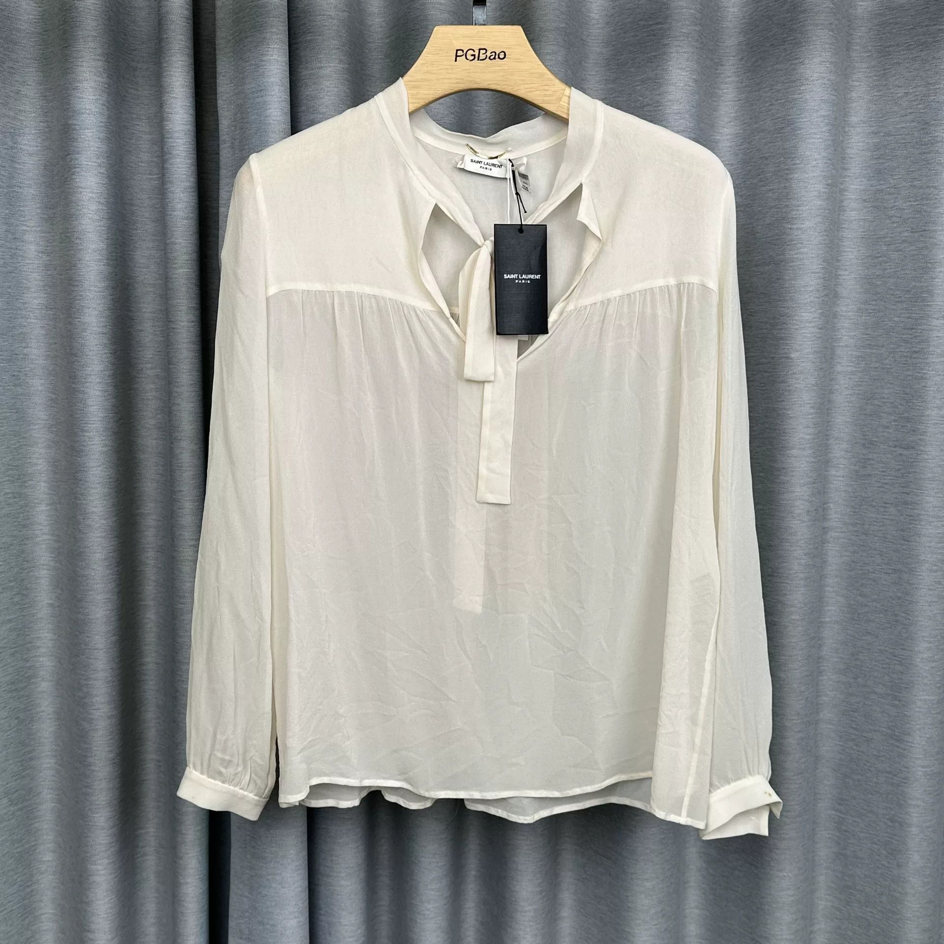 Saint Laurent Paris Saint Laurent Tie-Neck Silk Blouse FR 36 Size XS / US 0-2 / IT 36-38 - 2 Thumbnail