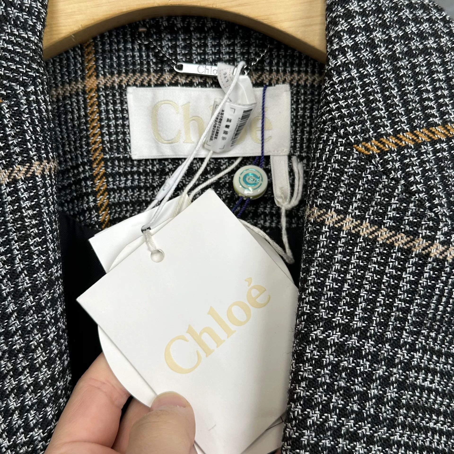 Chloe Chloe Plaid Wool Blend Coat 36 Size XS / US 0-2 / IT 36-38 - 4 Thumbnail