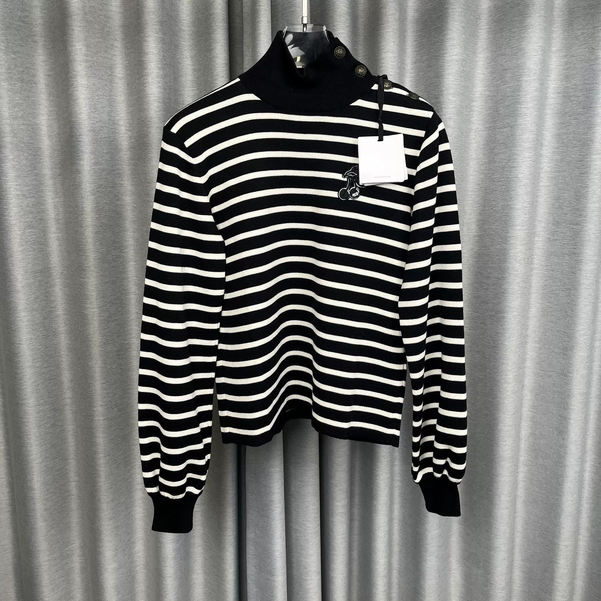 RED Valentino Red Valentino Striped Mock Neck Sweater L Size L / US 10 / IT 46 - 2 Thumbnail