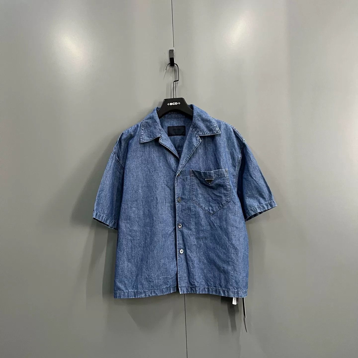 Prada Prada Triangle Logo Denim Short Sleeve Shirt L Size US L / EU 52-54 / 3 - 2 Thumbnail