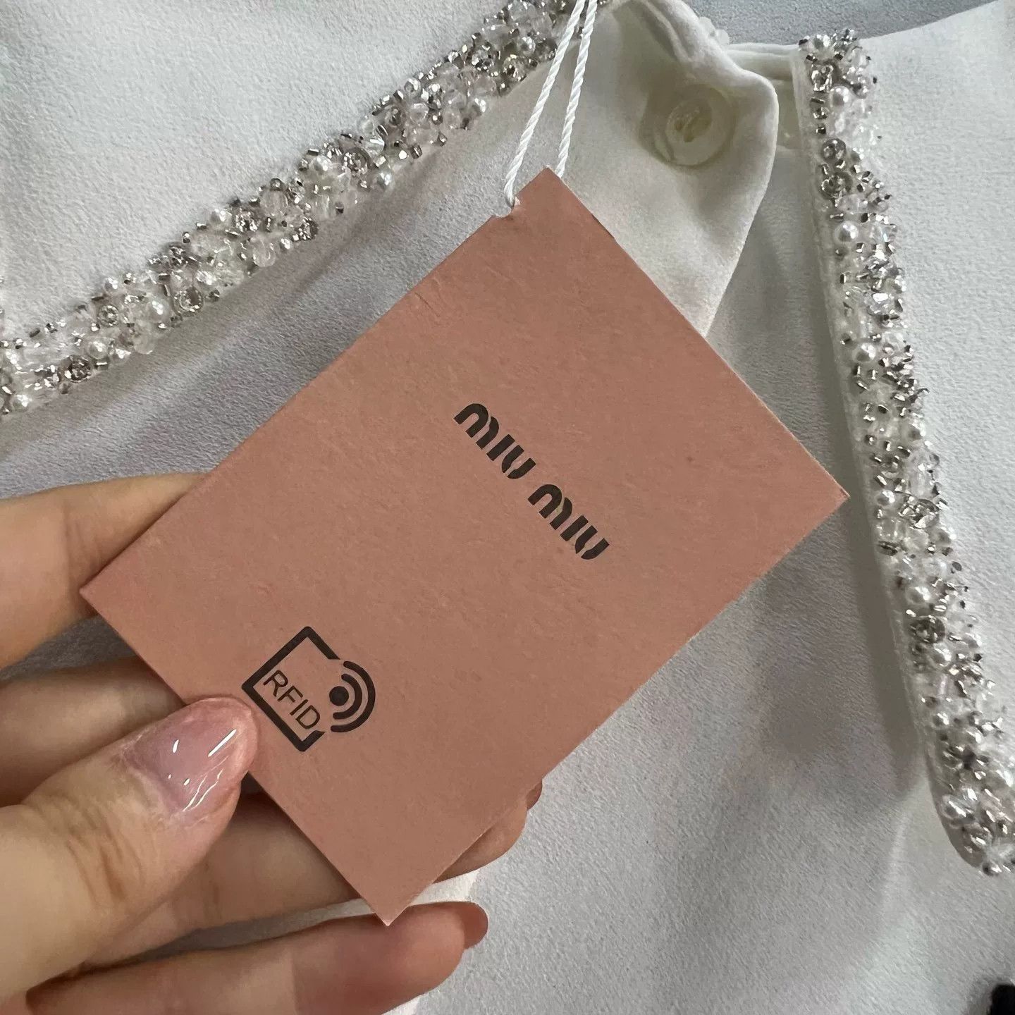 Miu Miu Miu Miu Crystal Logo Cropped Blouse IT 38 Size XS / US 0-2 / IT 36-38 - 5 Thumbnail