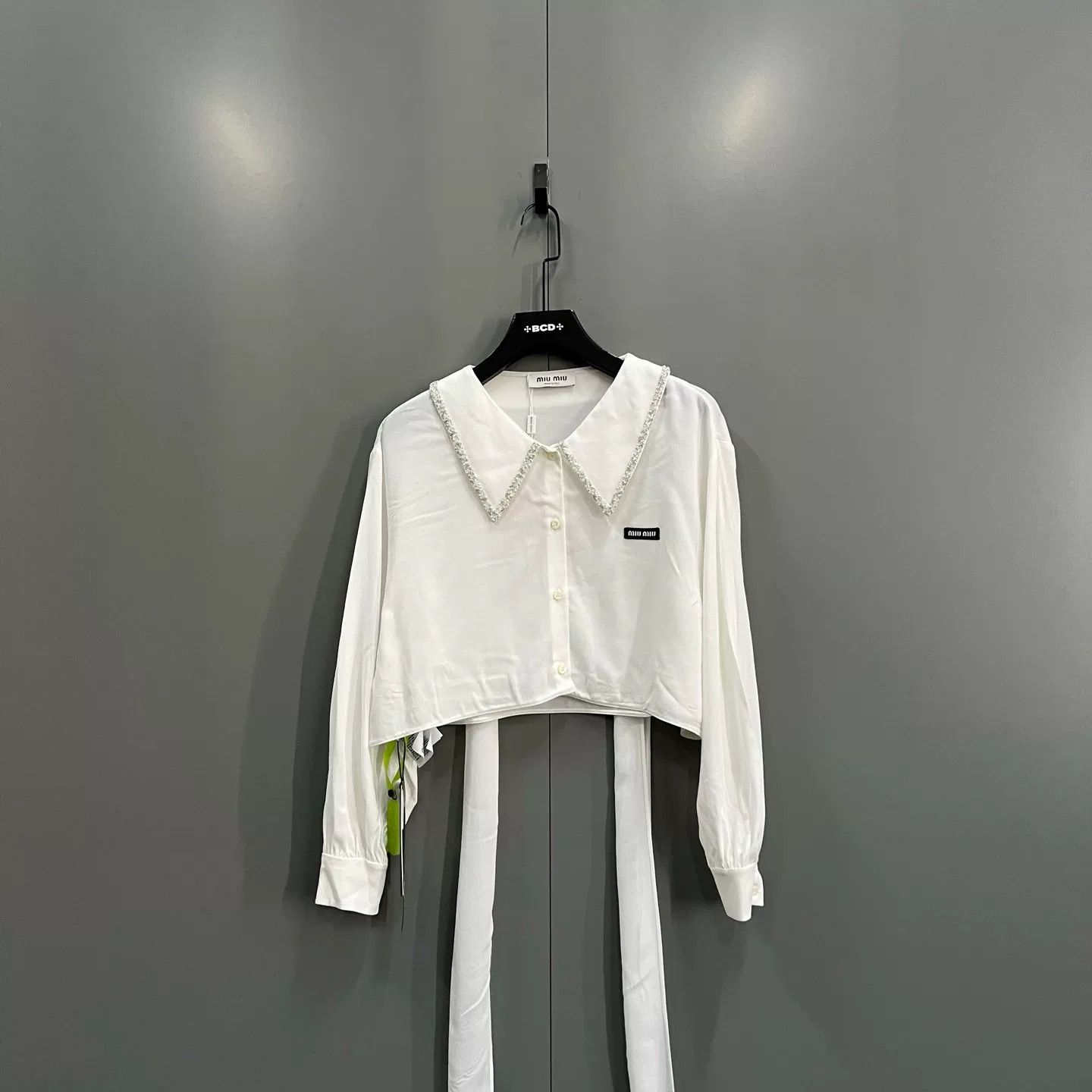 Miu Miu Miu Miu Crystal Logo Cropped Blouse IT 38 Size XS / US 0-2 / IT 36-38 - 2 Thumbnail