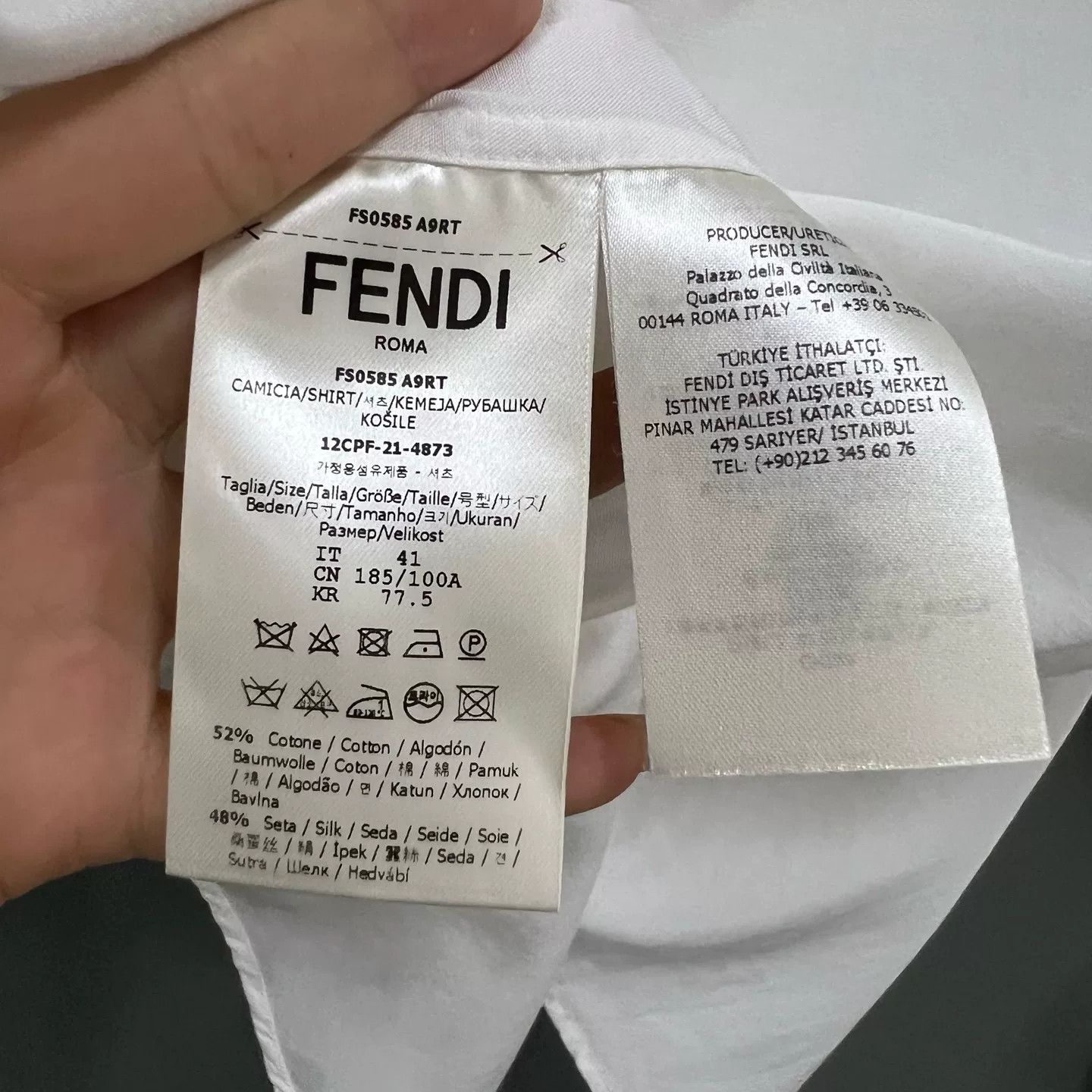 Fendi Fendi Logo Patch Cotton Silk Button Up Shirt 41 Size US L / EU 52-54 / 3 - 6 Thumbnail