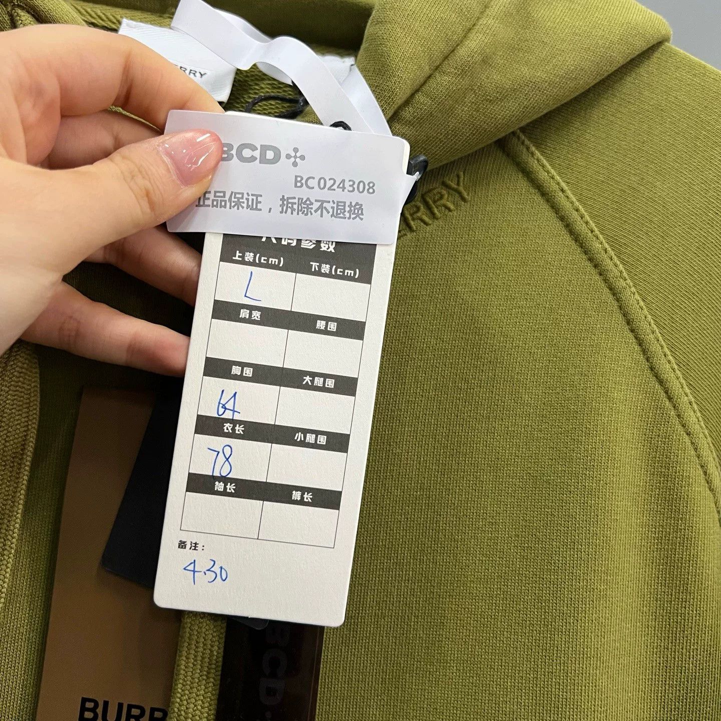 Burberry Burberry Embroidered Logo Hoodie Green Size L Size US L / EU 52-54 / 3 - 7 Thumbnail