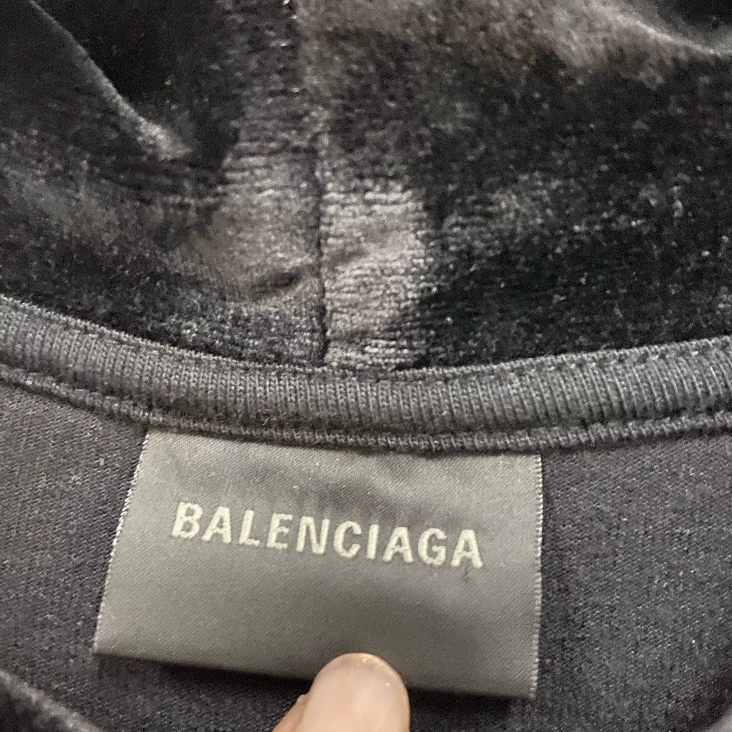 Balenciaga Balenciaga Rhinestone Logo Velvet Hoodie 36 Size XS / US 0-2 / IT 36-38 - 5 Thumbnail
