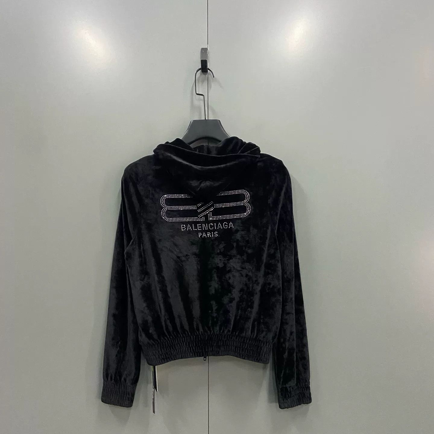Balenciaga Balenciaga Rhinestone Logo Velvet Hoodie 36 Size XS / US 0-2 / IT 36-38 - 3 Thumbnail