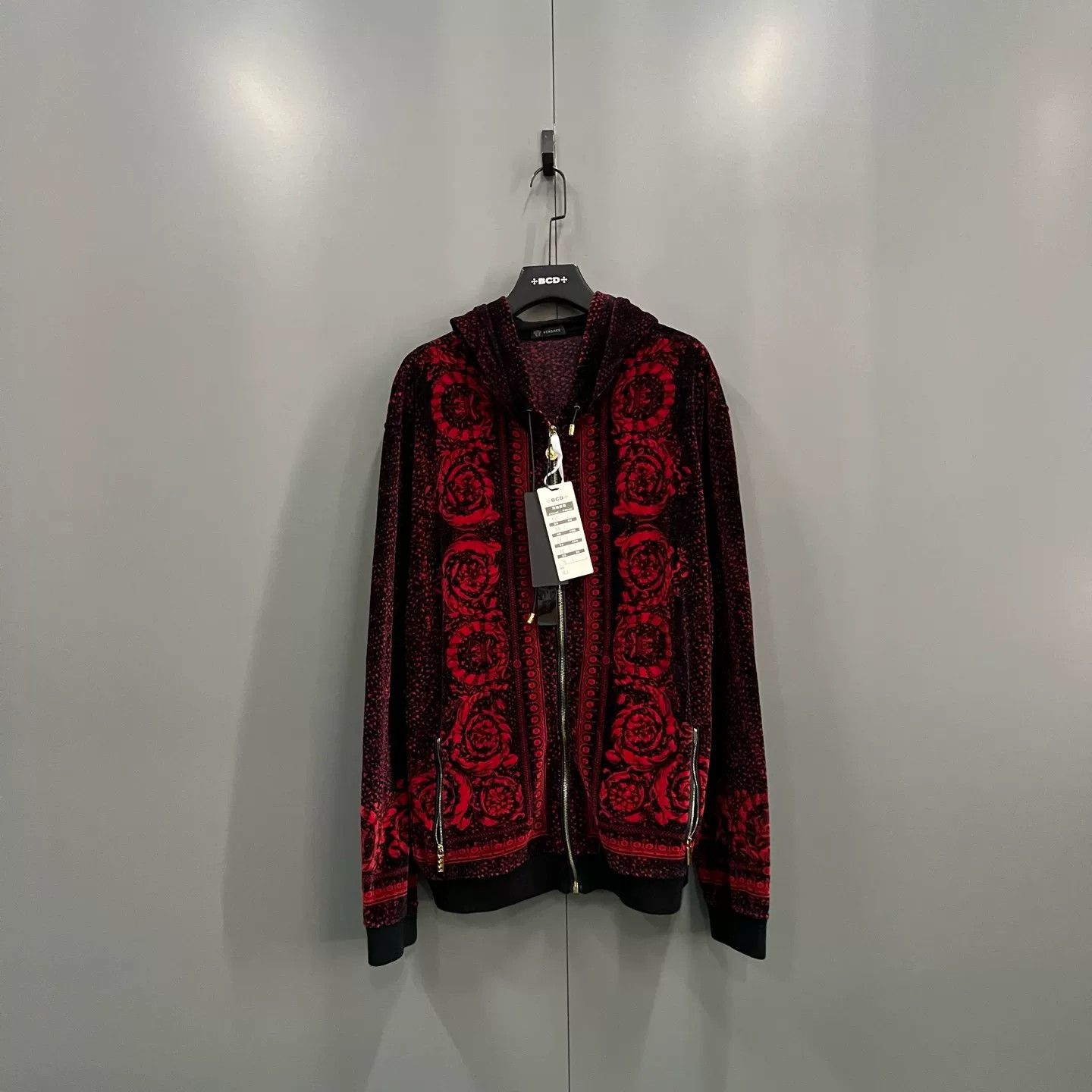 Versace Versace Baroque Rose Pattern Velour Zip Hoodie 5XL Size US XXL / EU 58 / 5 - 2 Thumbnail
