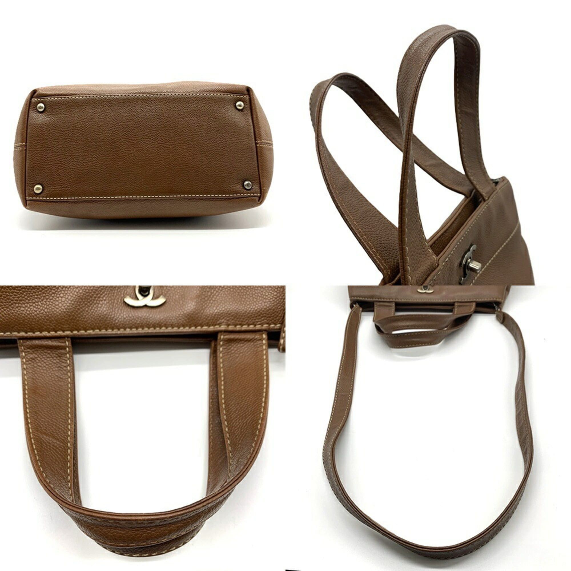 Chanel Chanel Caviar Skin 2-Way Shoulder Handbag Turnlock Brown CHANEL Size ONE SIZE - 4 Thumbnail