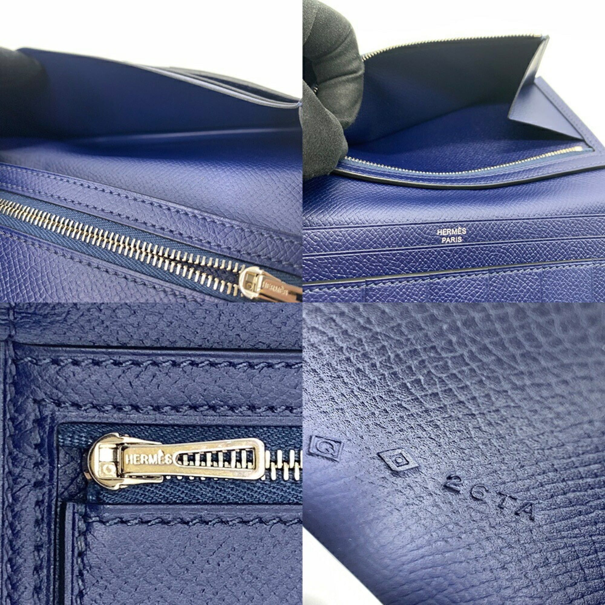 Hermes Hermes Bearn Soufflé Navy Epsom Leather Long Wallet HERMES Size ONE SIZE - 5 Thumbnail