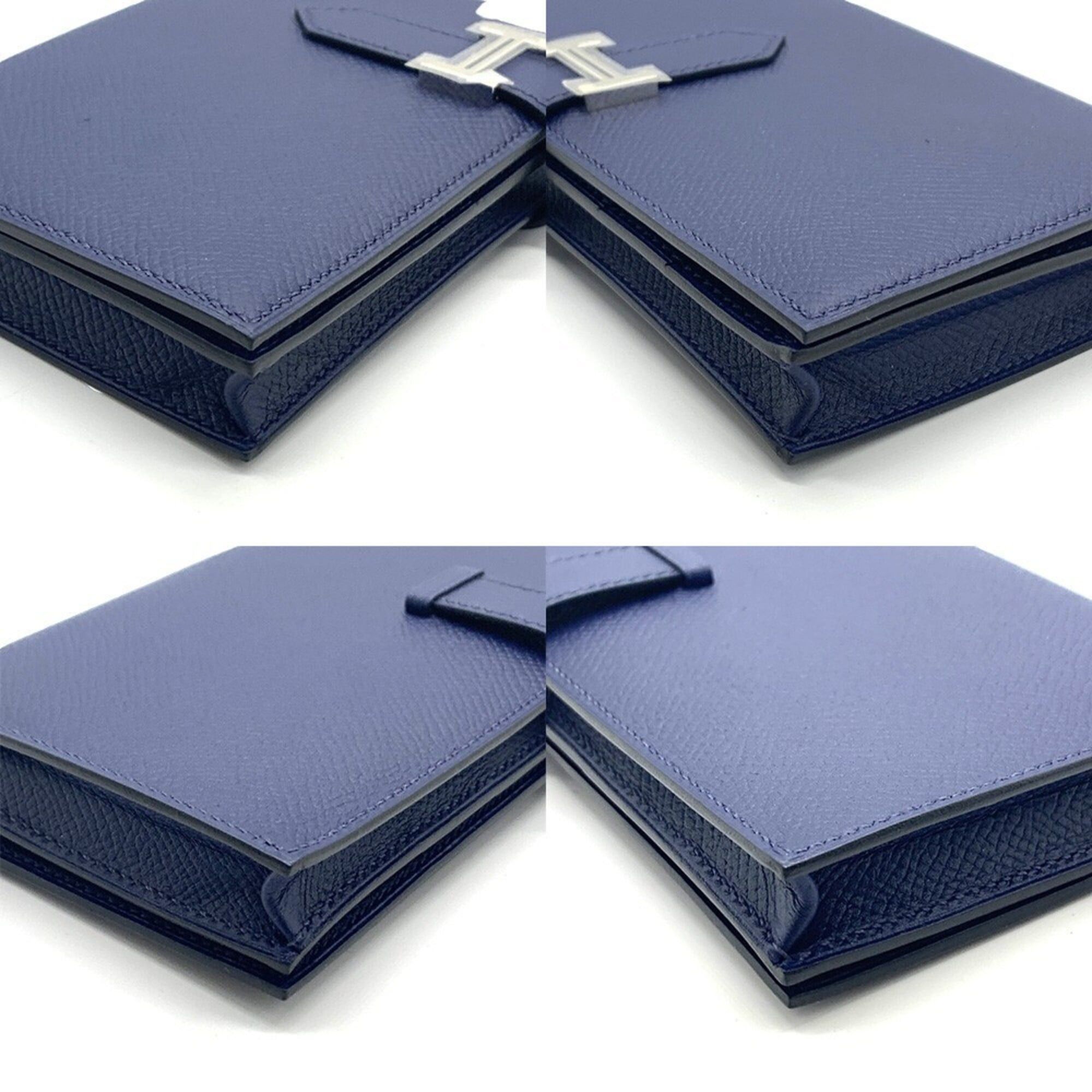 Hermes Hermes Bearn Soufflé Navy Epsom Leather Long Wallet HERMES Size ONE SIZE - 3 Thumbnail