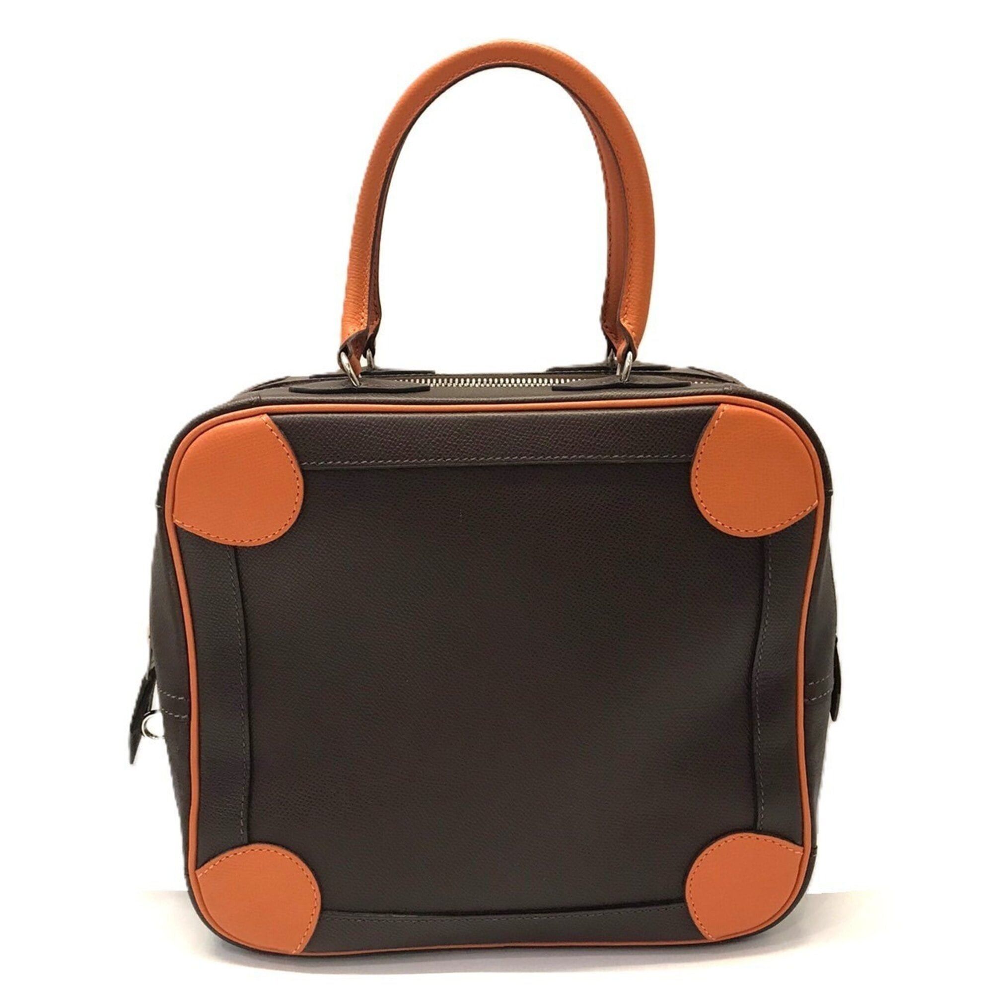 Hermes Hermes Omnibus PM handbag, dark brown and orange, Veau Epsom leather, □H stamp. Size ONE SIZE - 2 Thumbnail