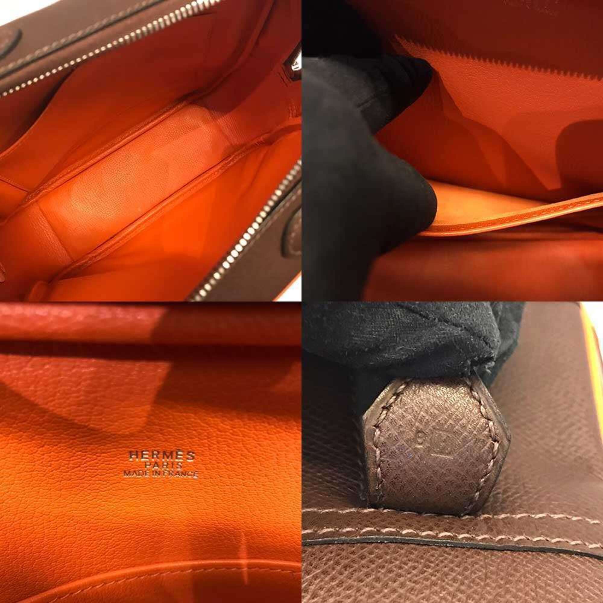 Hermes Hermes Omnibus PM handbag, dark brown and orange, Veau Epsom leather, □H stamp. Size ONE SIZE - 6 Thumbnail