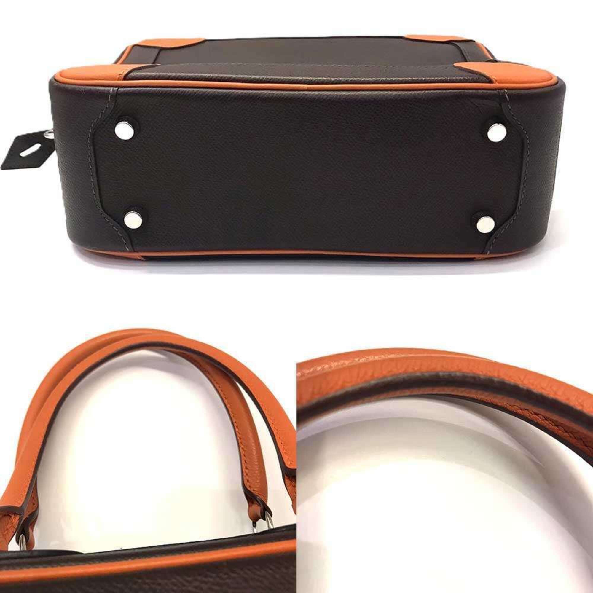 Hermes Hermes Omnibus PM handbag, dark brown and orange, Veau Epsom leather, □H stamp. Size ONE SIZE - 4 Thumbnail