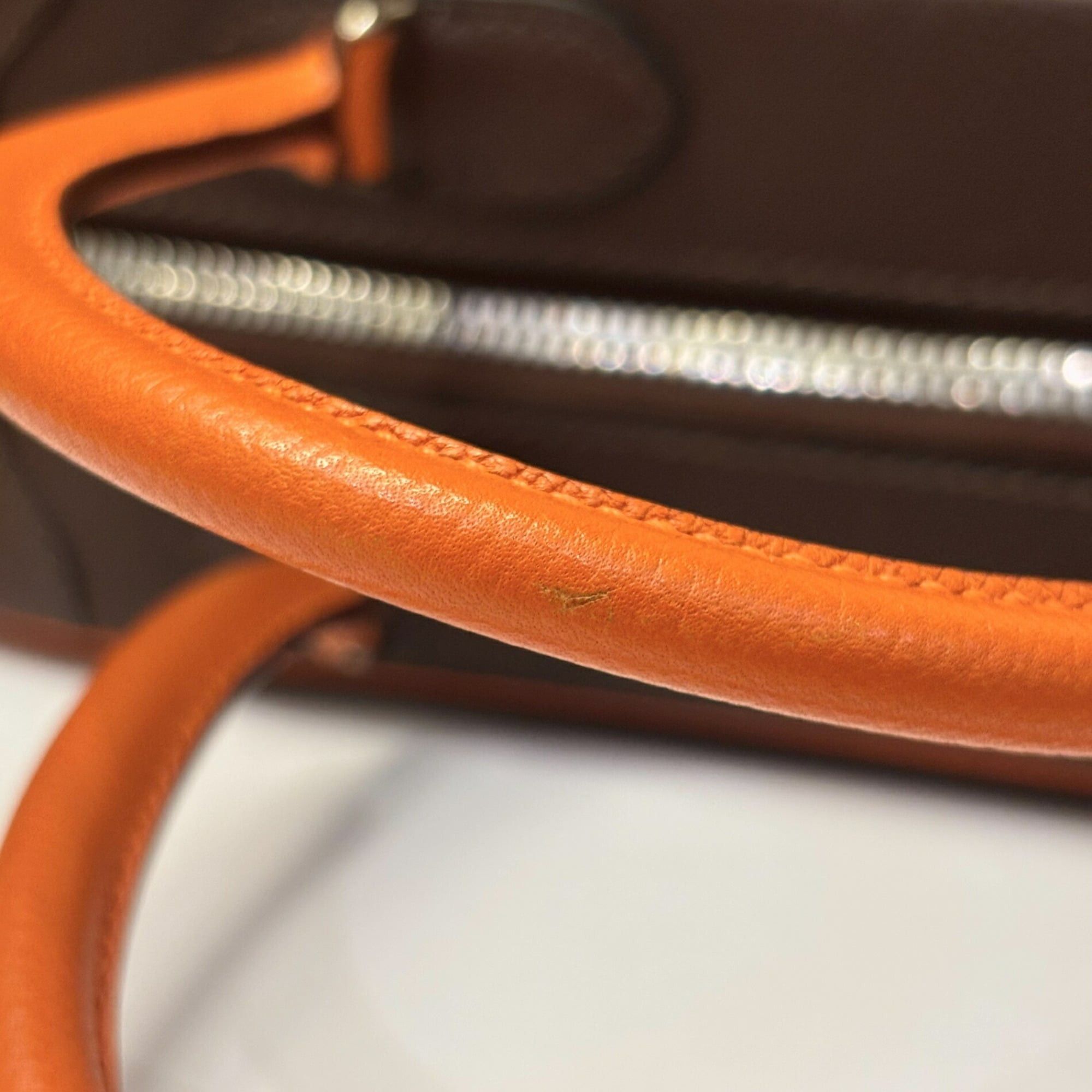 Hermes Hermes Omnibus PM handbag, dark brown and orange, Veau Epsom leather, □H stamp. Size ONE SIZE - 7 Thumbnail