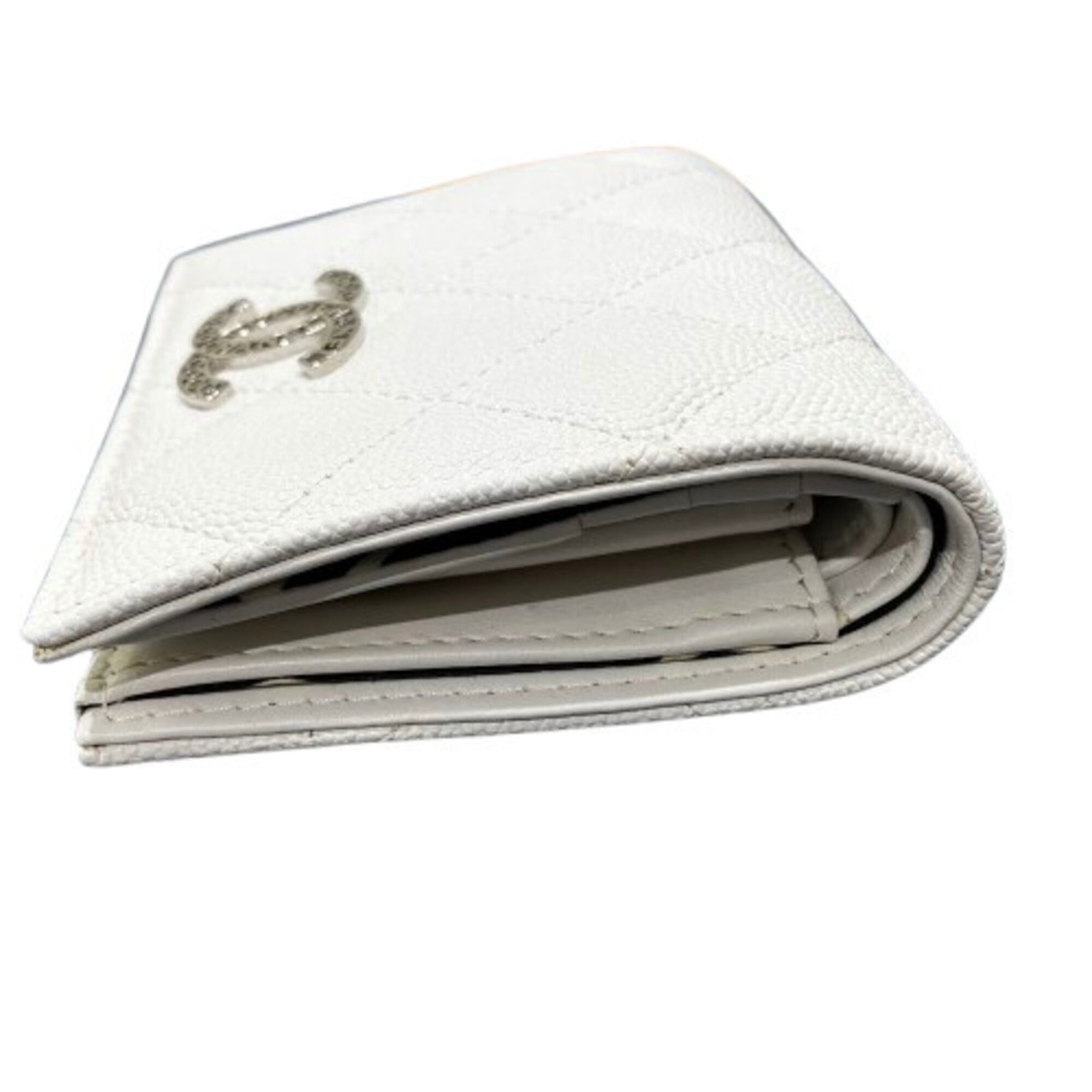 Chanel Chanel folding wallet, caviar leather, white, matelassé, compact wallet Size ONE SIZE - 4 Thumbnail