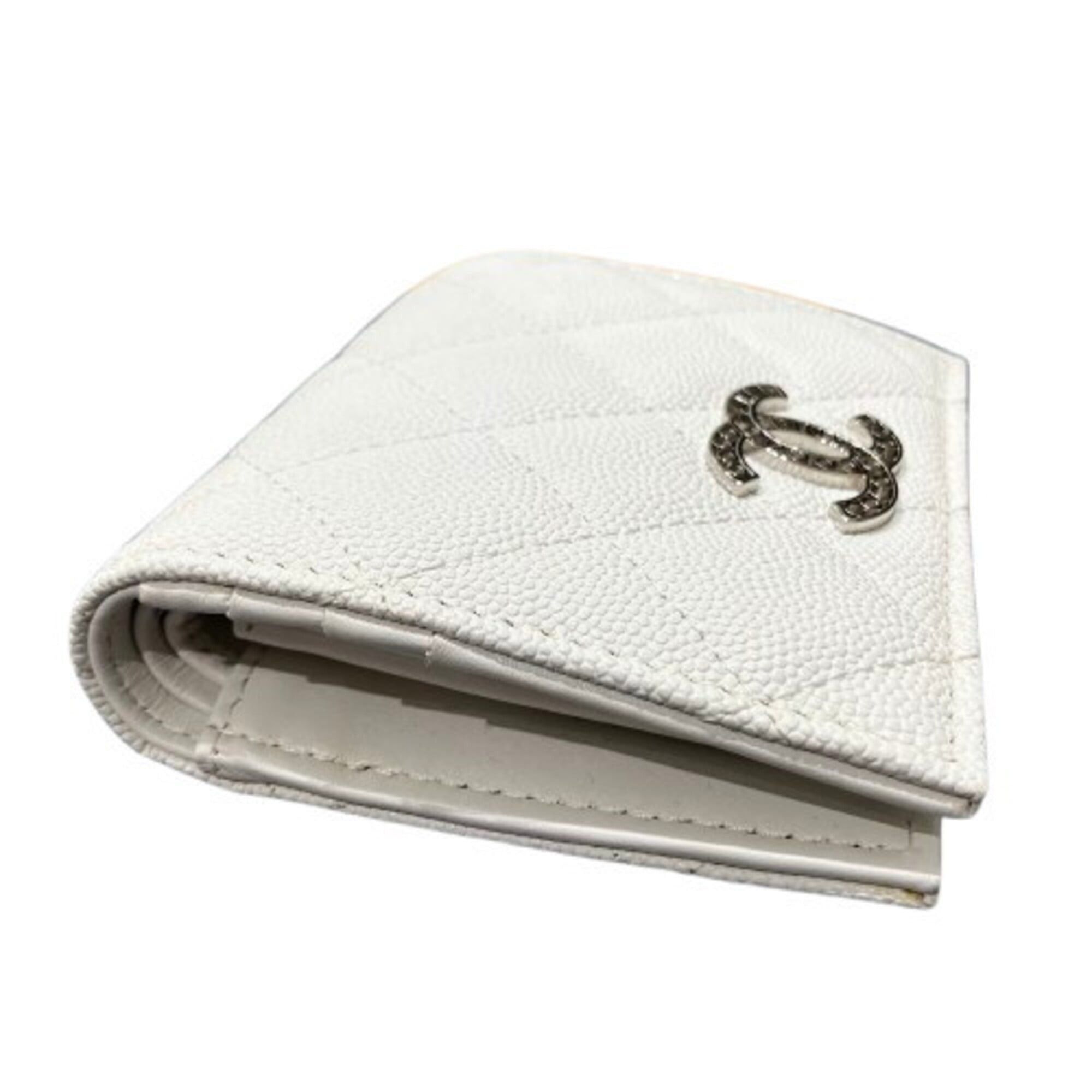 Chanel Chanel folding wallet, caviar leather, white, matelassé, compact wallet Size ONE SIZE - 3 Thumbnail
