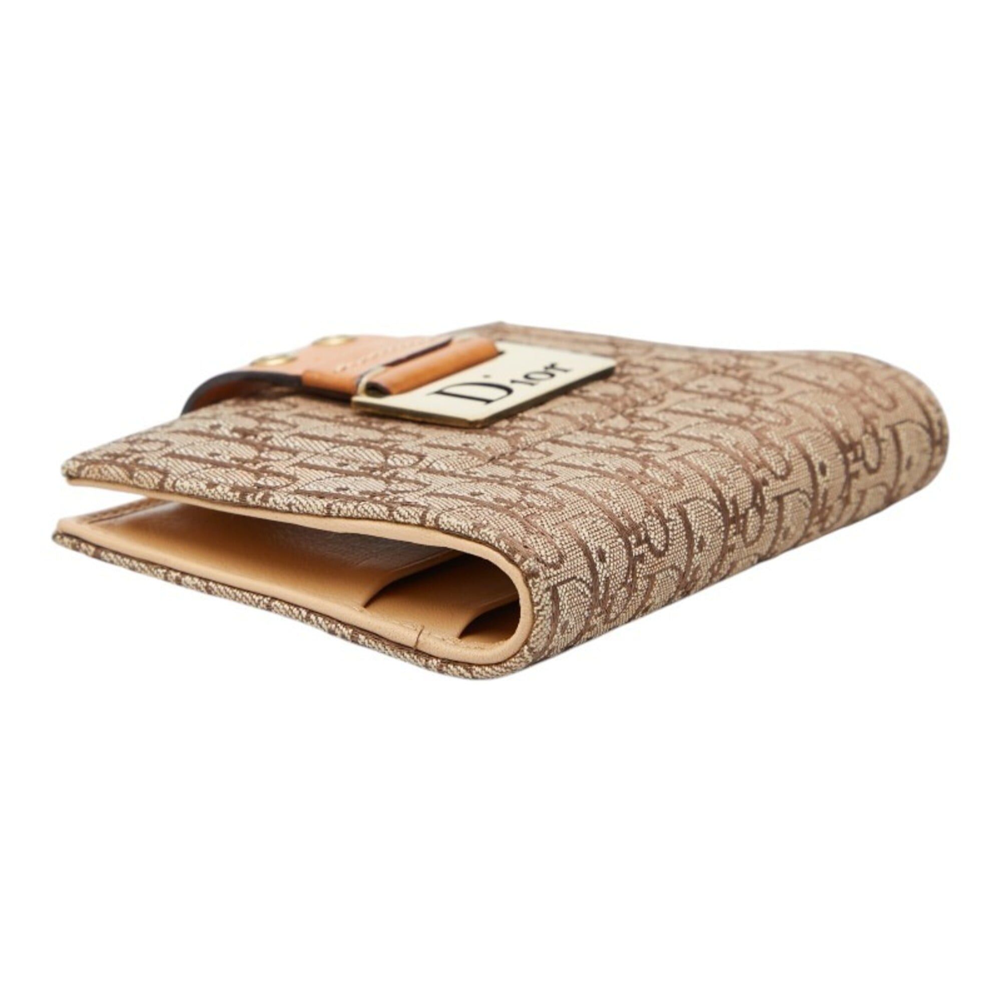Dior Christian Dior Dior Trotter Jacquard Business Card Holder/Card Case, Bi-fold, Beige/Brown Canvas Leather, Women's. Size ONE SIZE - 5 Thumbnail