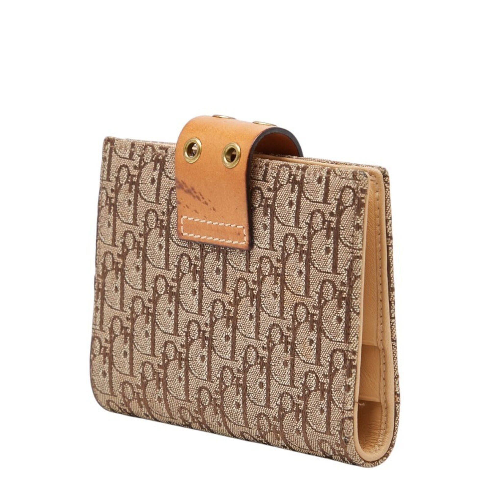 Dior Christian Dior Dior Trotter Jacquard Business Card Holder/Card Case, Bi-fold, Beige/Brown Canvas Leather, Women's. Size ONE SIZE - 2 Thumbnail