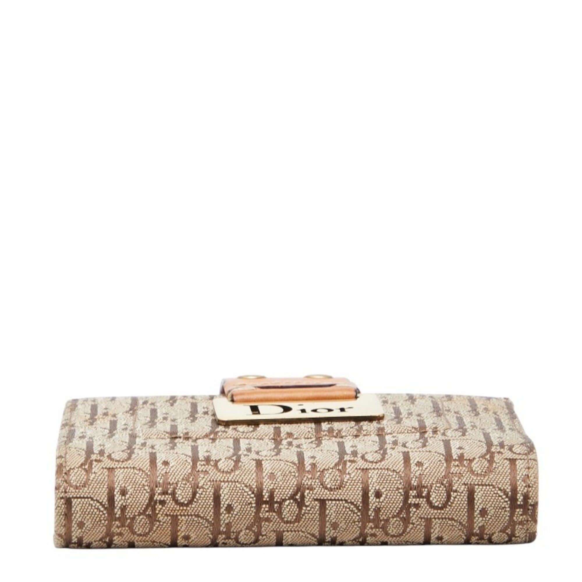 Dior Christian Dior Dior Trotter Jacquard Business Card Holder/Card Case, Bi-fold, Beige/Brown Canvas Leather, Women's. Size ONE SIZE - 3 Thumbnail