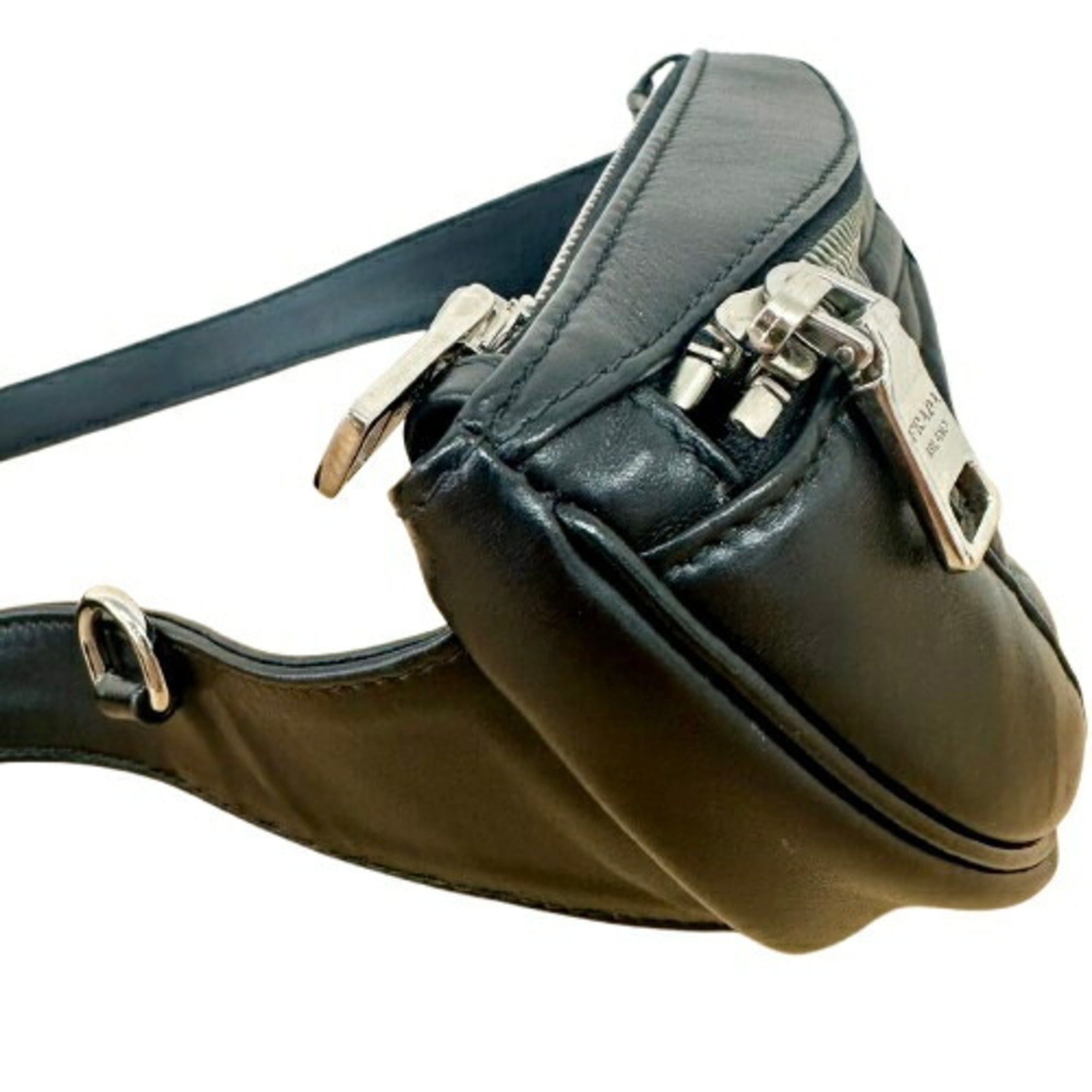 Prada PRADA IMPUNTURE Waist Bag/Body Bag 1BL008 NERO Black Leather Size ONE SIZE - 3 Thumbnail