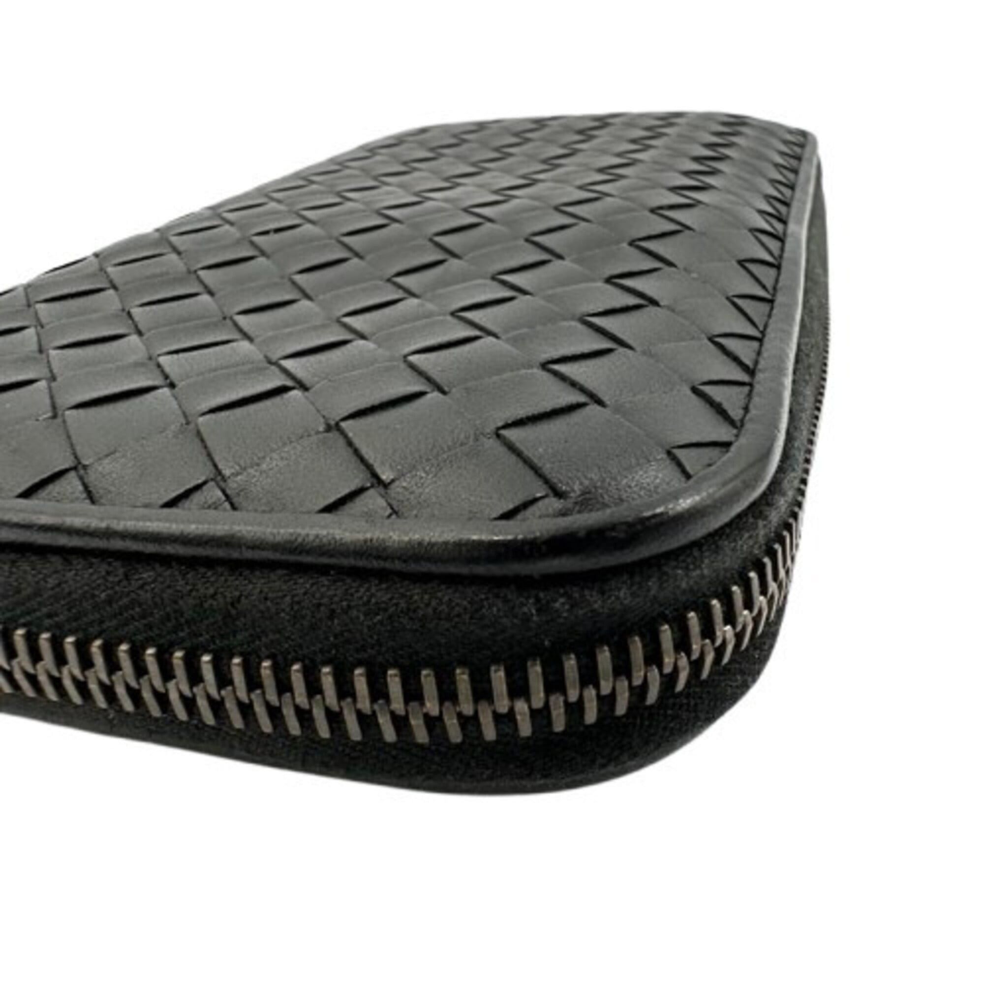 Bottega Veneta BOTTEGA VENETA Zippy Wallet Long Leather Intrecciato Black Size ONE SIZE - 3 Thumbnail