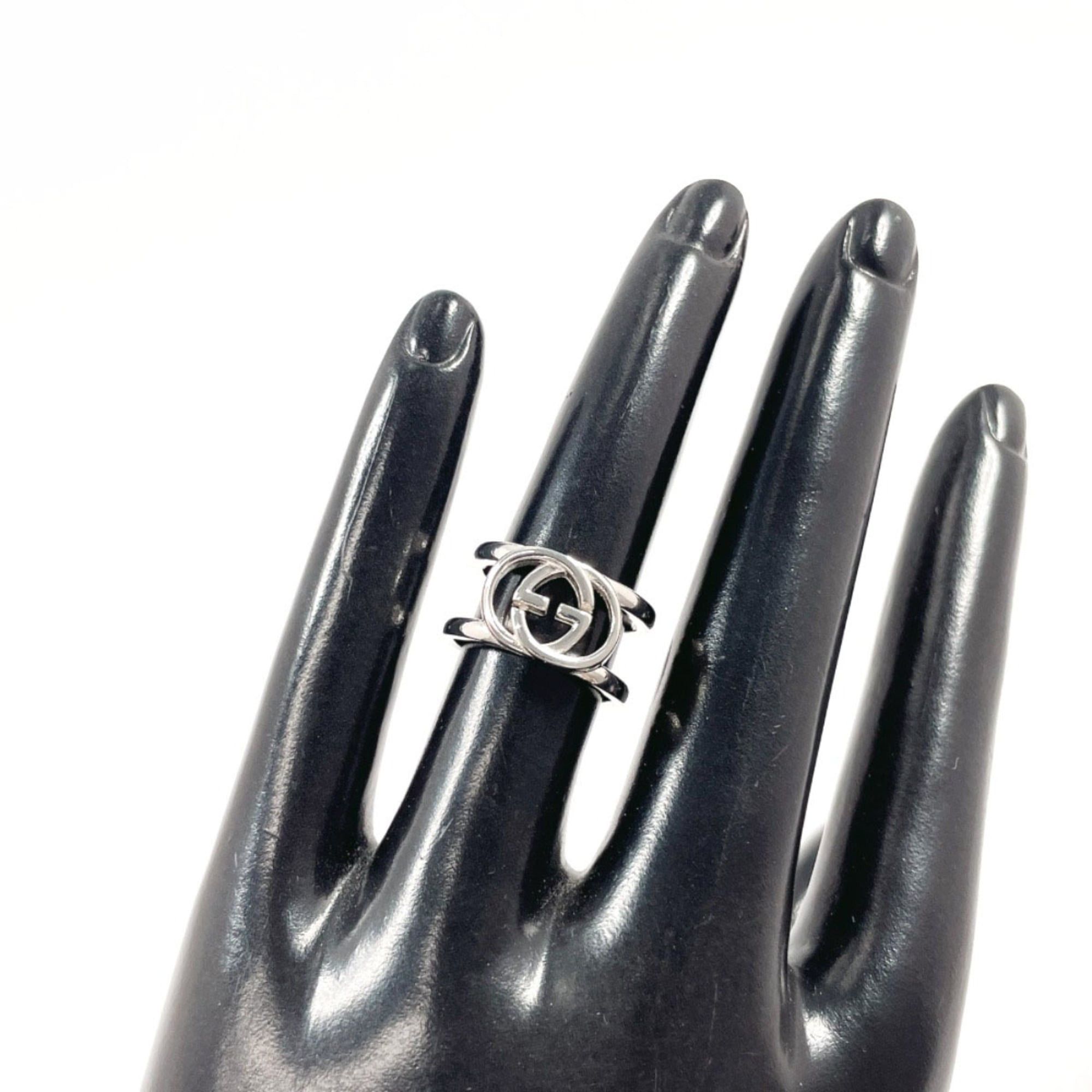 Gucci GUCCI Interlocking G Wide Ring, Sterling Silver 925, Size 7, Silver, Women's Size ONE SIZE - 8 Thumbnail
