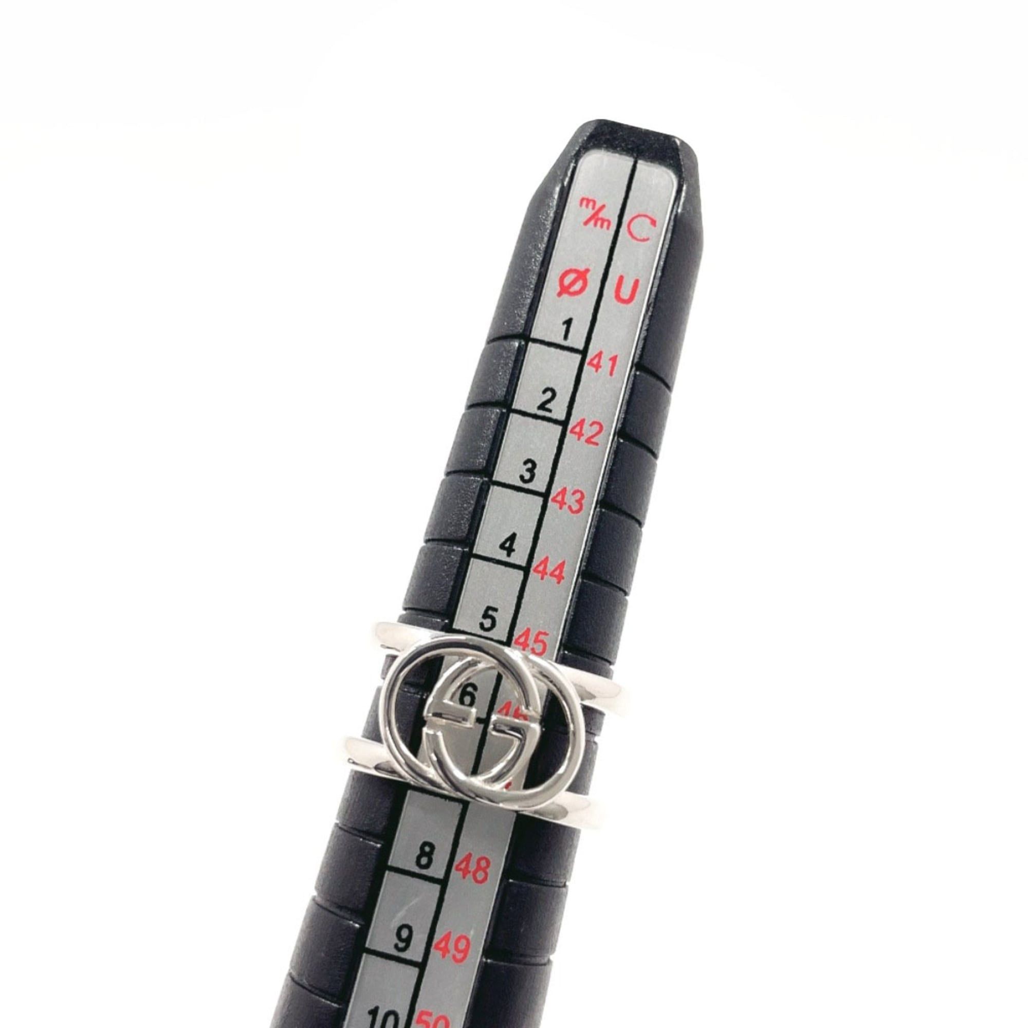Gucci GUCCI Interlocking G Wide Ring, Sterling Silver 925, Size 7, Silver, Women's Size ONE SIZE - 6 Thumbnail