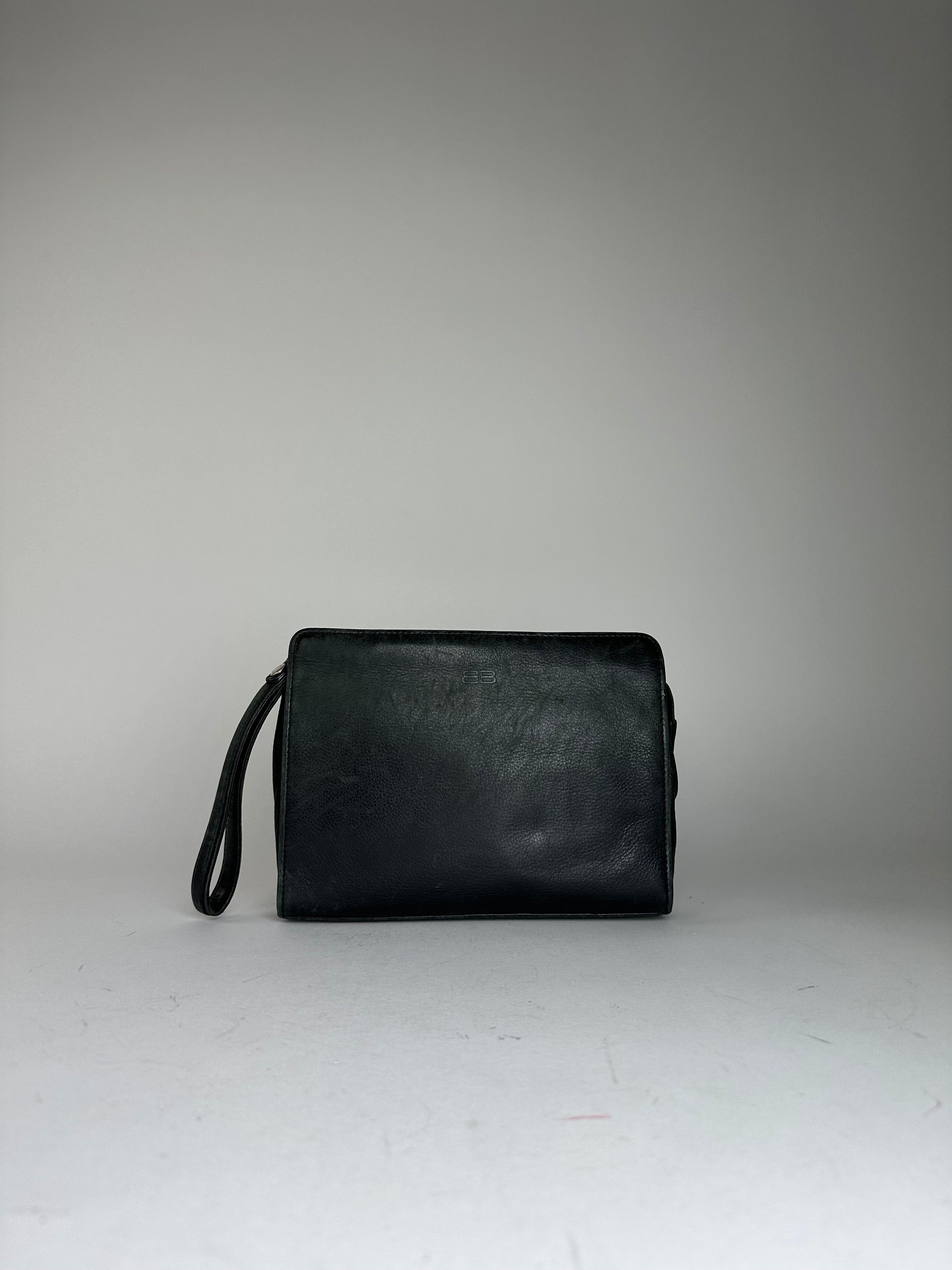 Balenciaga Vintage BB Logo Leather Wristlet Pouch Black Size ONE SIZE - 11 Thumbnail